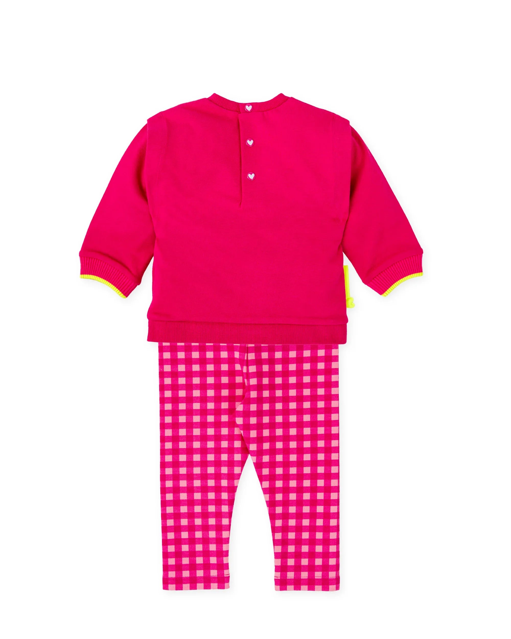 CONJUNTO SUDADERA CORAZÓN FLÚOR Y LEGGINS CUADROS FUCSIA - Agatha Ruiz de la Prada