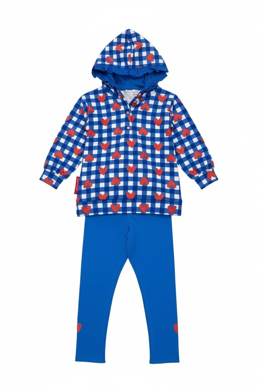 CONJUNTO SUDADERA+LEGGING VICHY AZUL CORAZONES