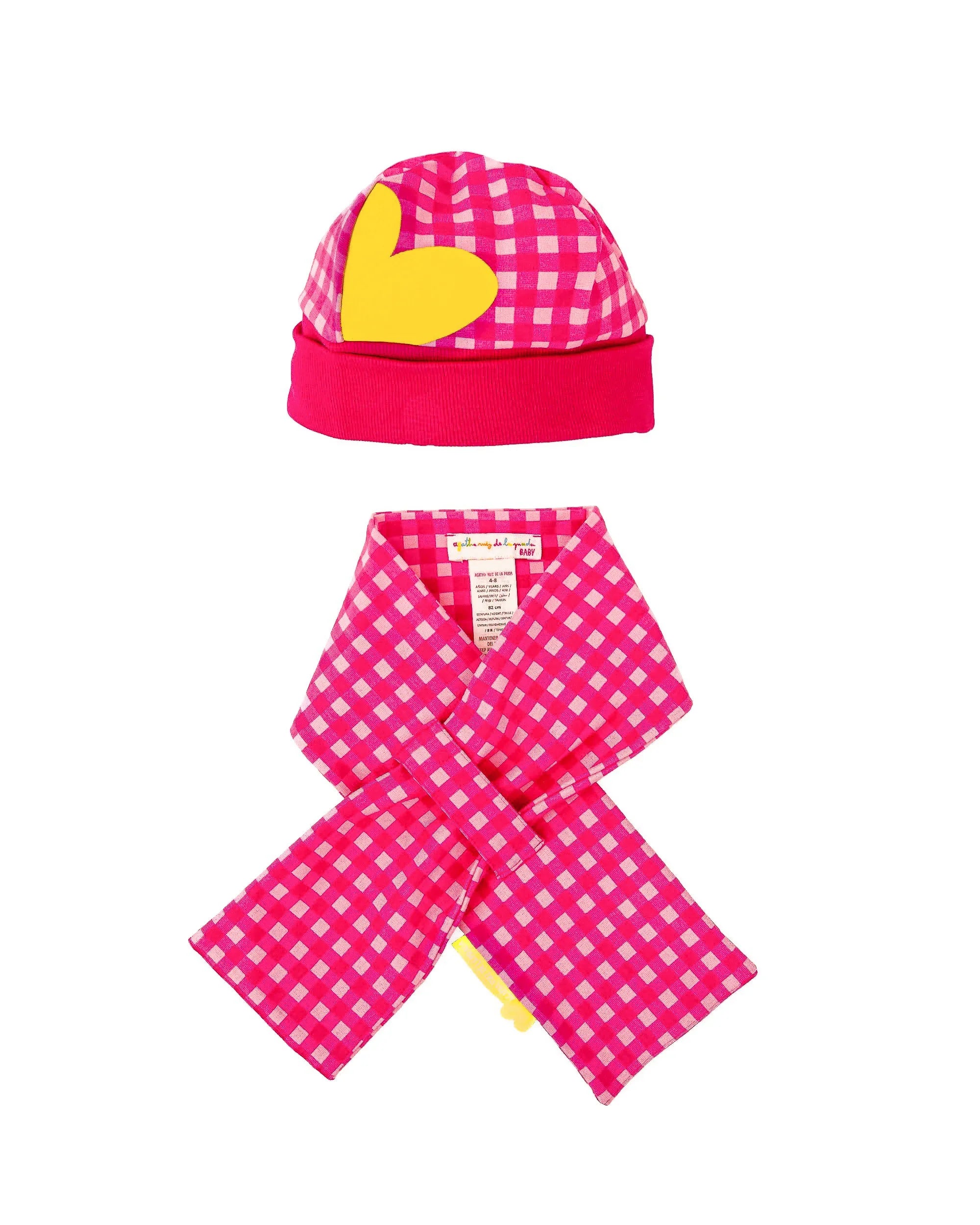 CONJUNTO GORRO Y BUFANDA CUADROS FUCSIA - Agatha Ruiz de la Prada