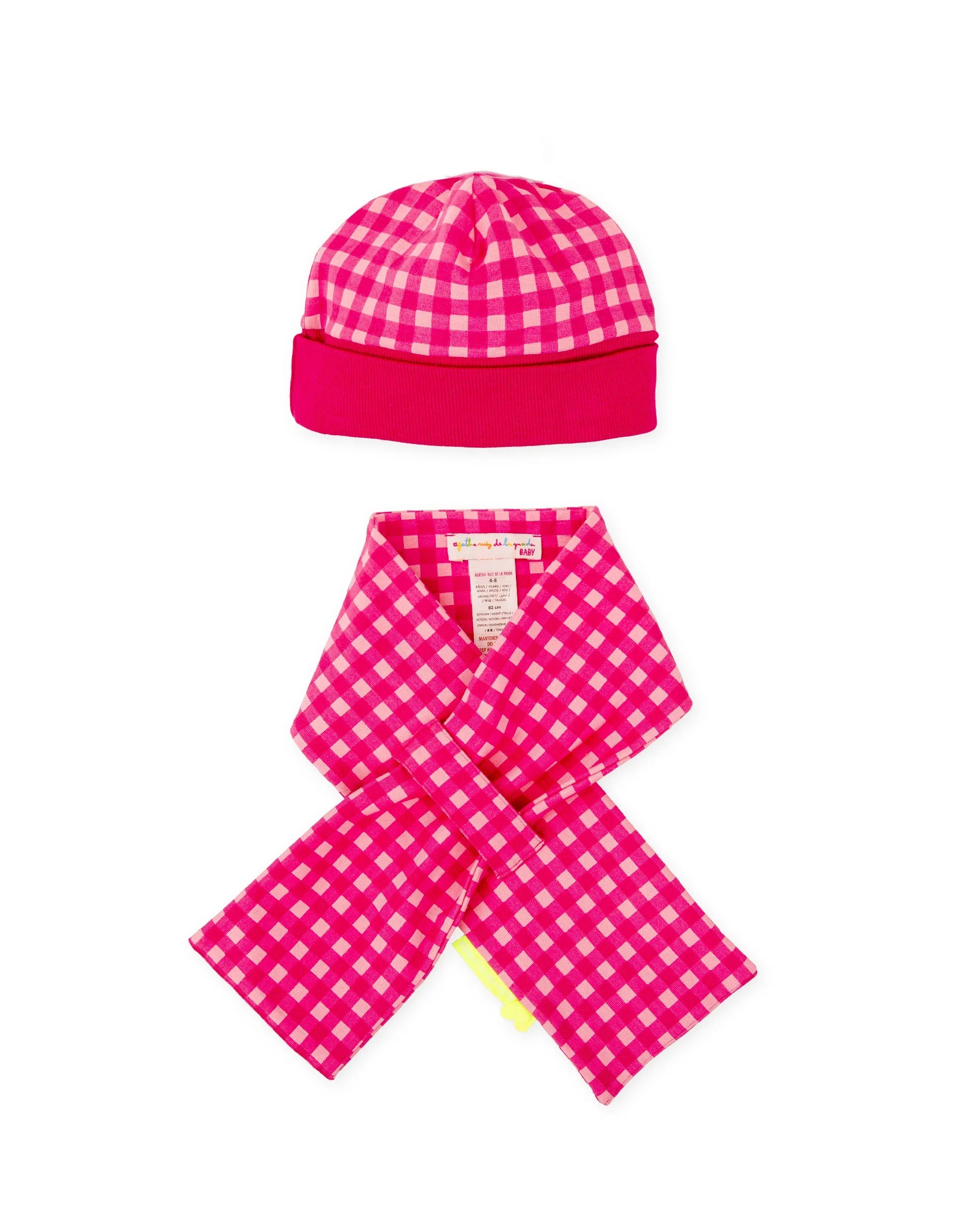 CONJUNTO GORRO Y BUFANDA CUADROS FUCSIA - Agatha Ruiz de la Prada