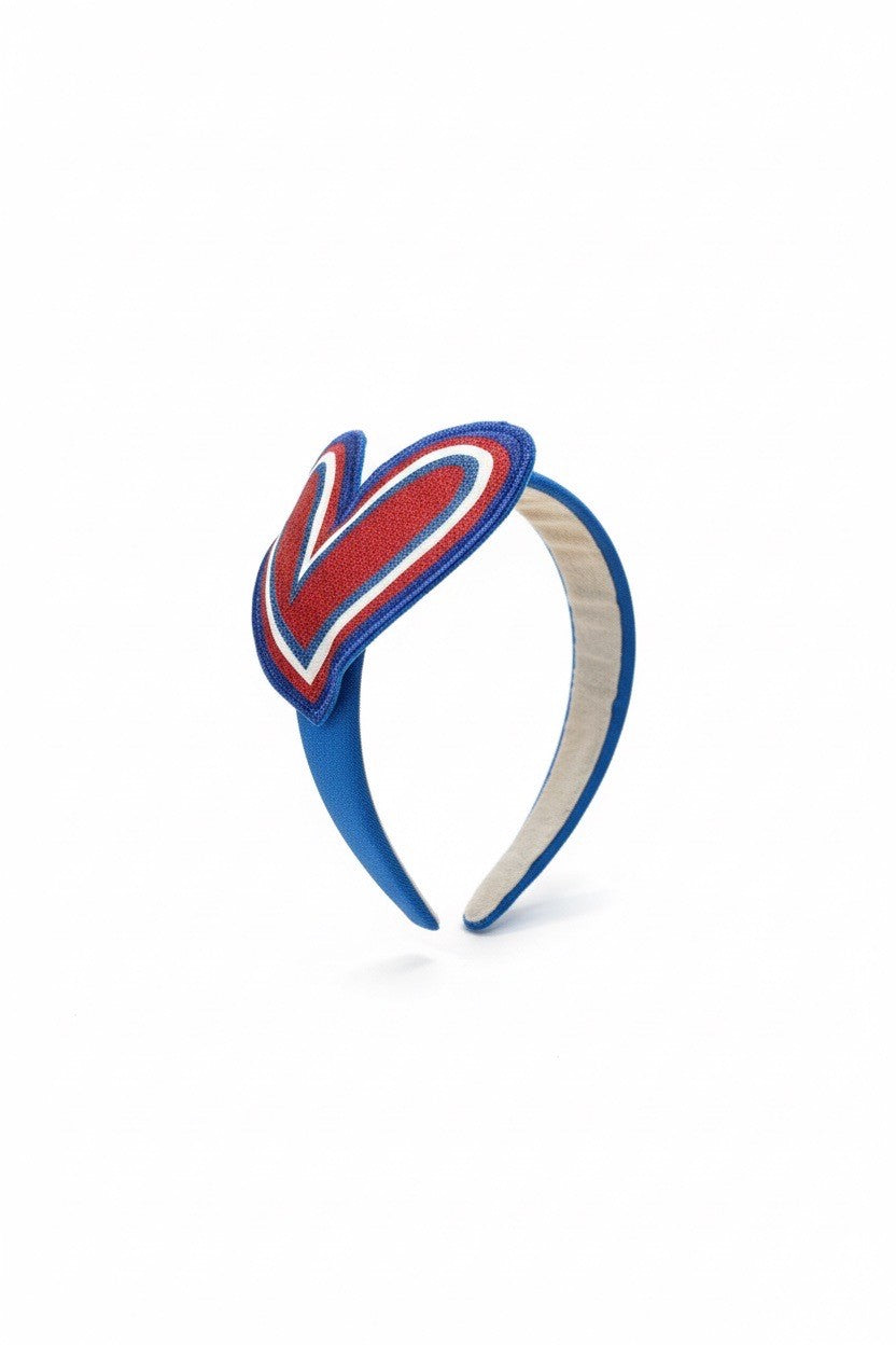 DIADEMA AZUL CORAZON ROJO
