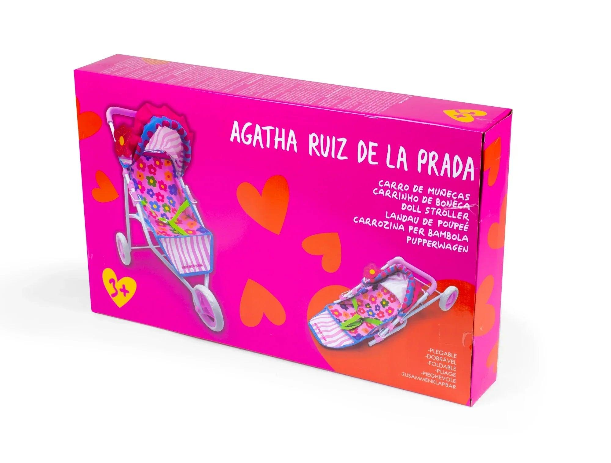 Caja del carrito de muñecas Agatha Ruiz de la Prada, rosa con cochecito ilustrado