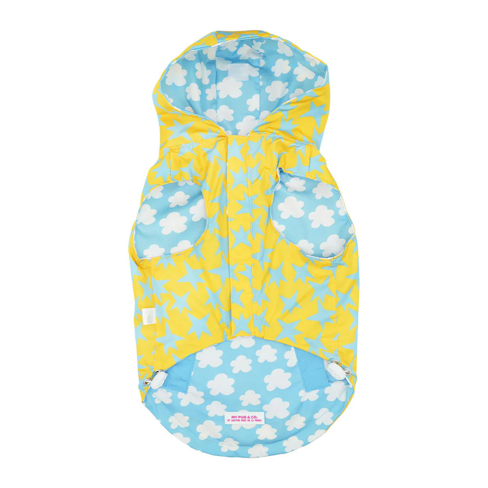 RAINCOAT DOG CLOUDS AND STARS