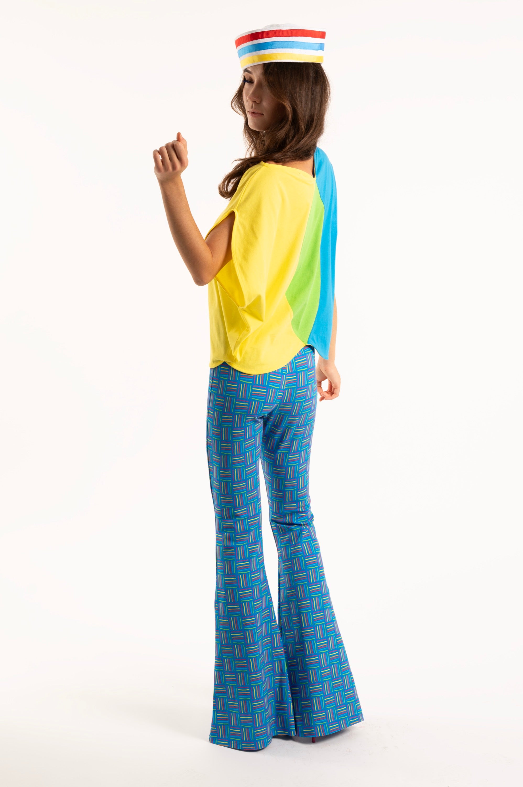 TOP T-SHIRT YELLOW BLUE CIRCLES