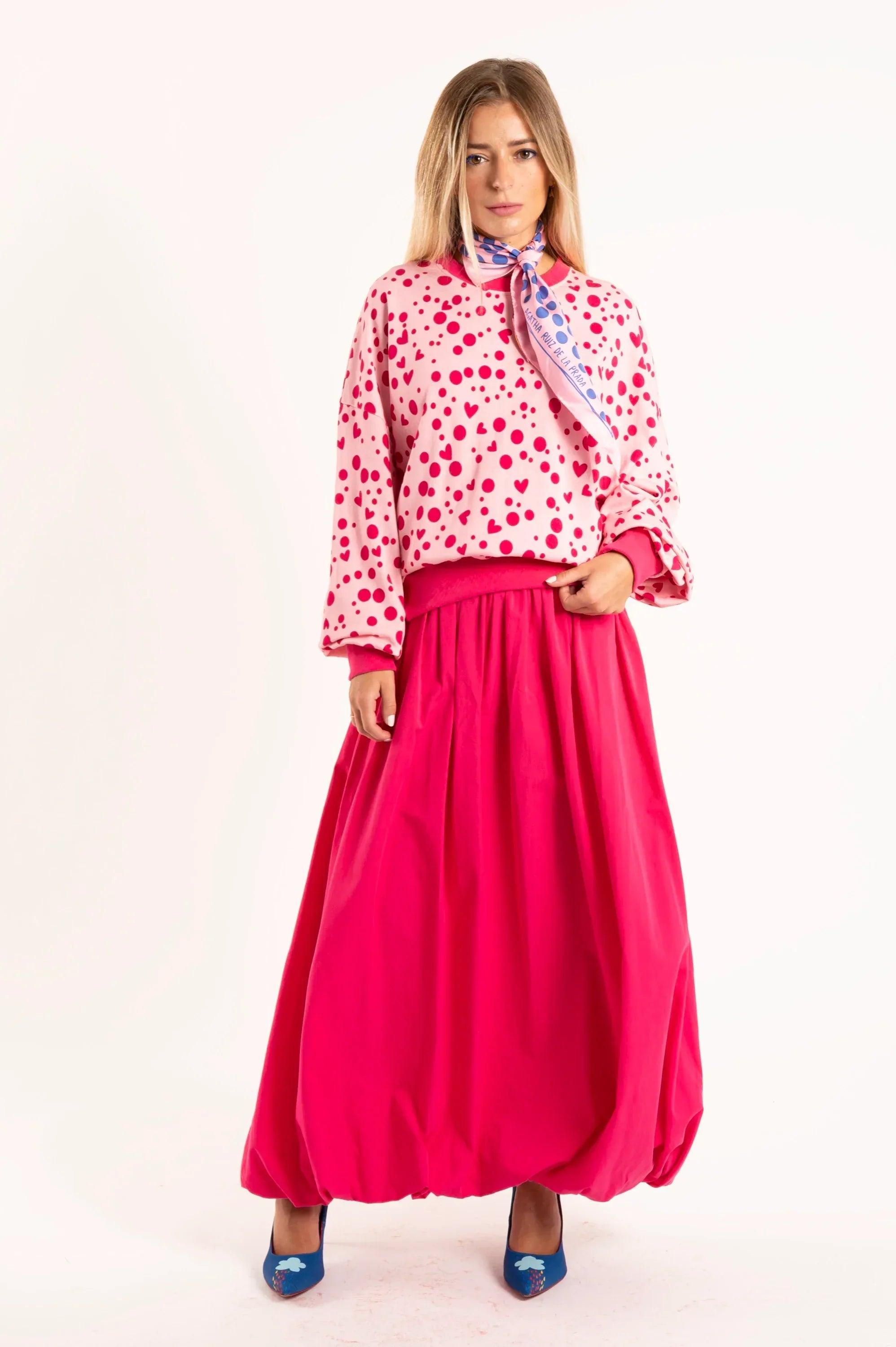 SUDADERA TOPOS CORAZONES ROSA - Agatha Ruiz de la Prada