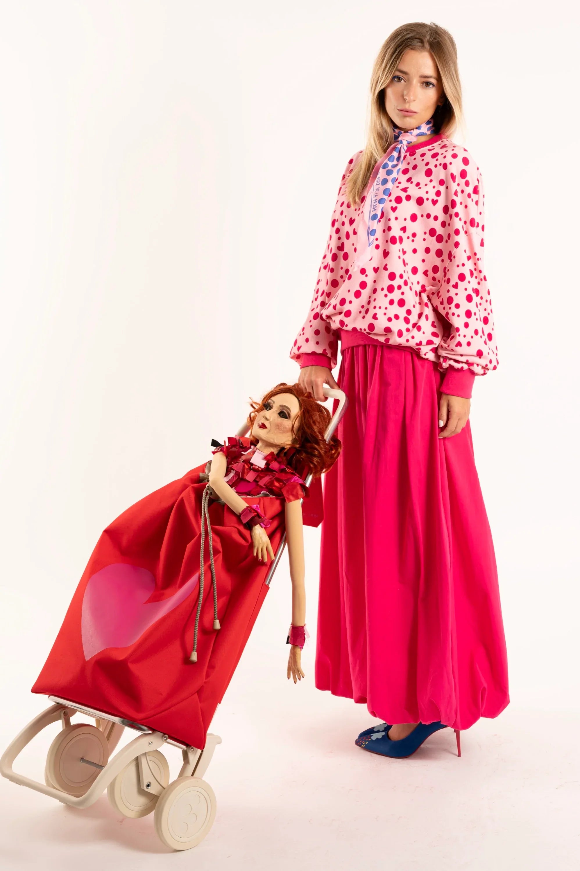 SUDADERA TOPOS CORAZONES ROSA - Agatha Ruiz de la Prada