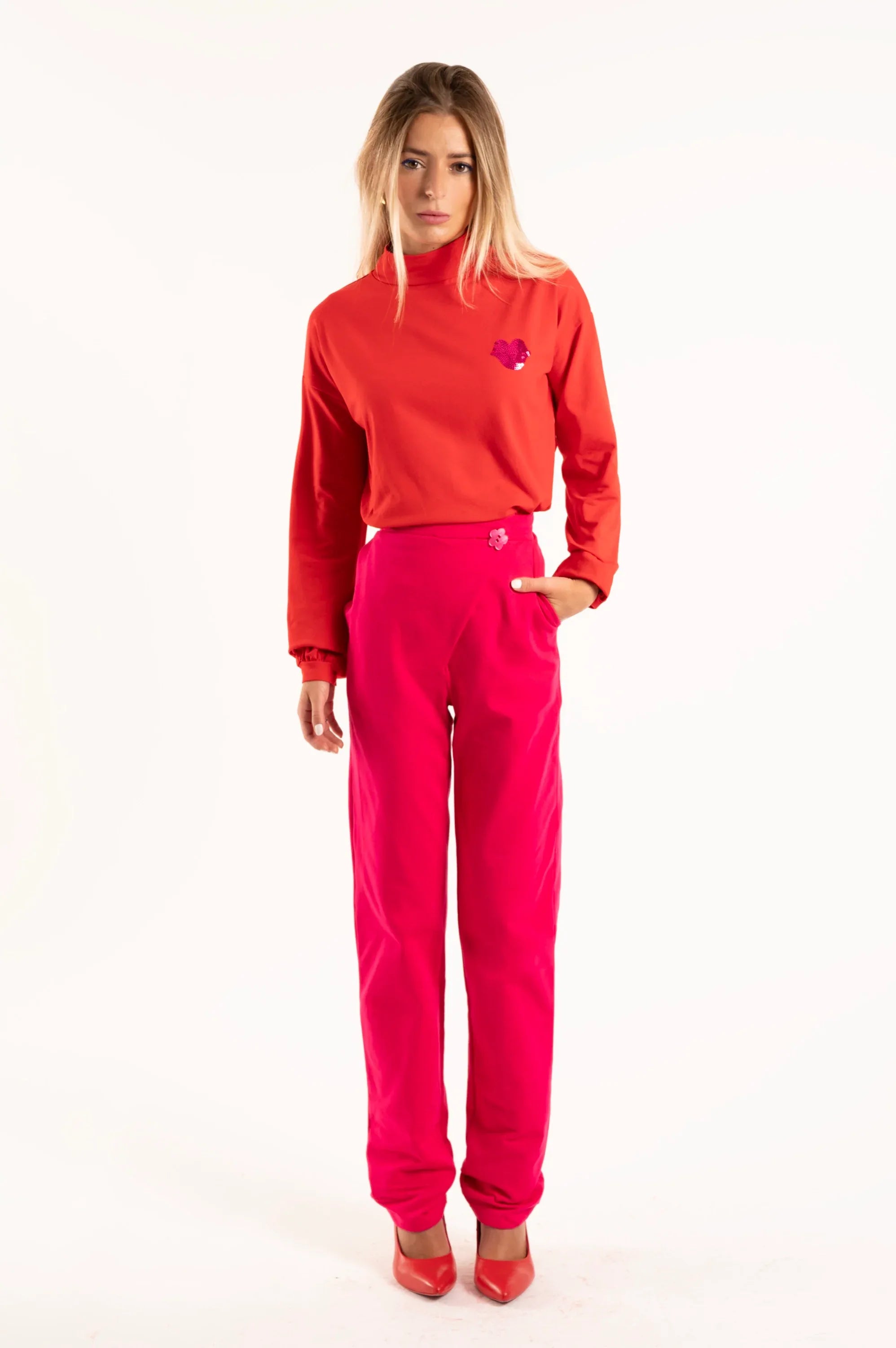 PANTALON ALGODON FUCSIA SOBRE BOTON NUBE - Agatha Ruiz de la Prada