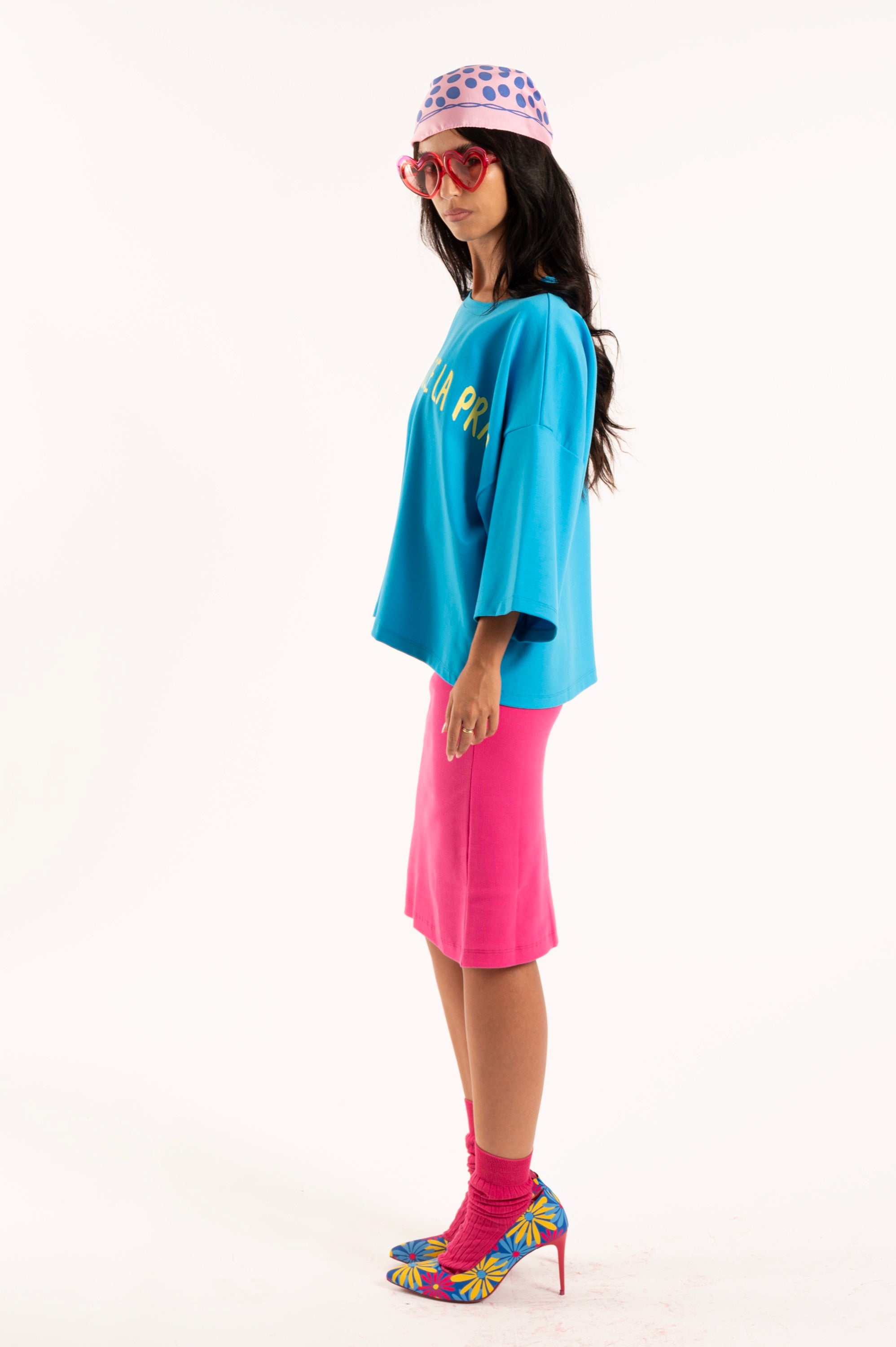 CAMISETA OVERSIZE TURQUESA ARP AMARILLO