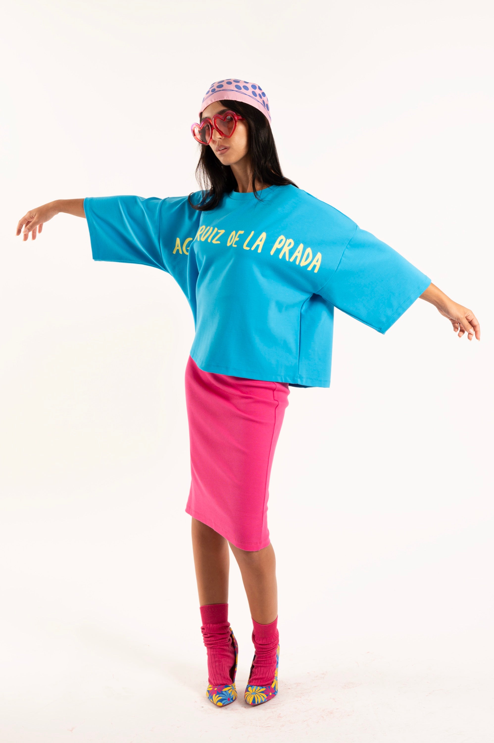 T-shirt oversize turquoise ARP jaune