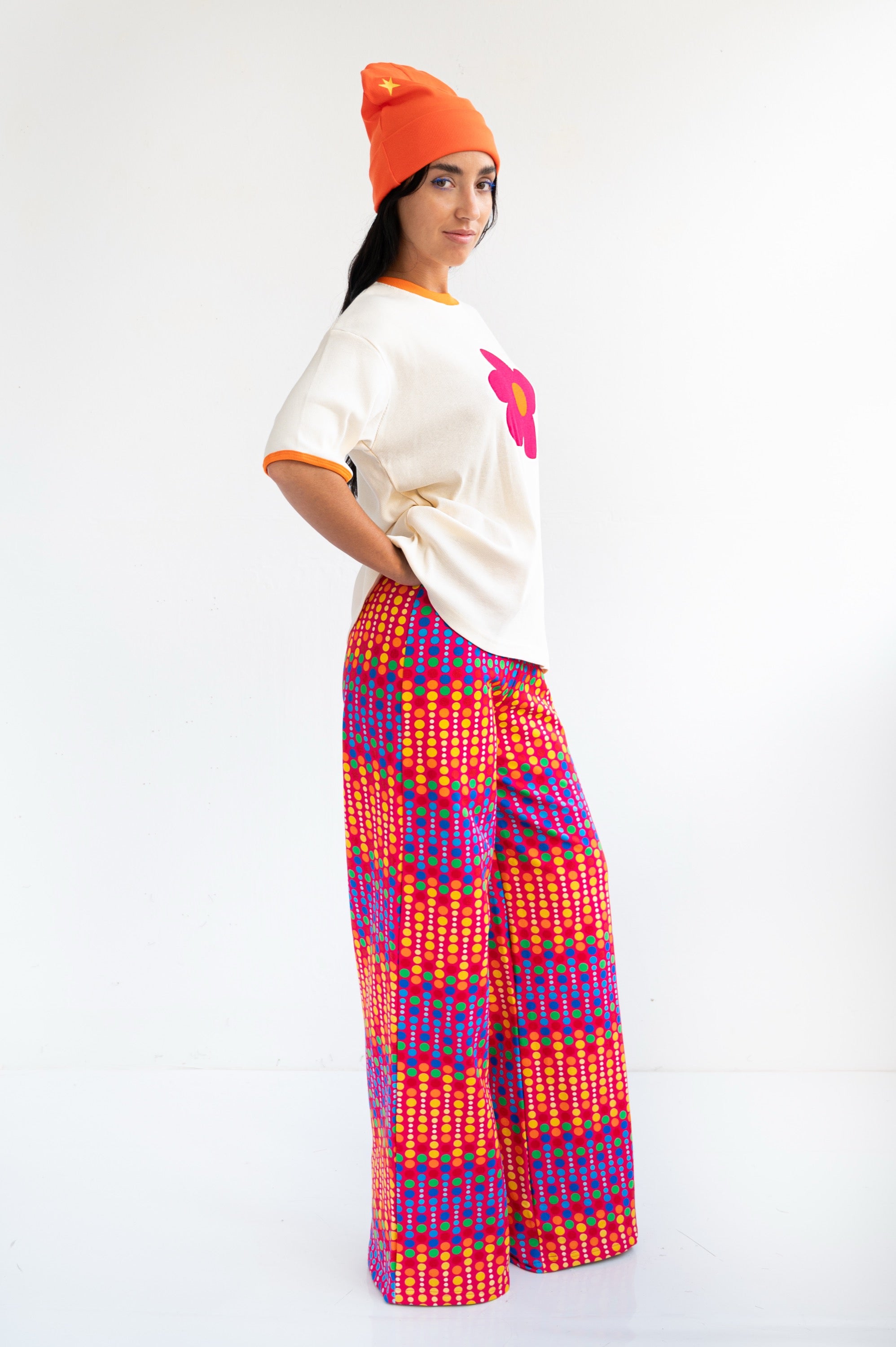 WHITE CANALE T-SHIRT PINK FLOWER