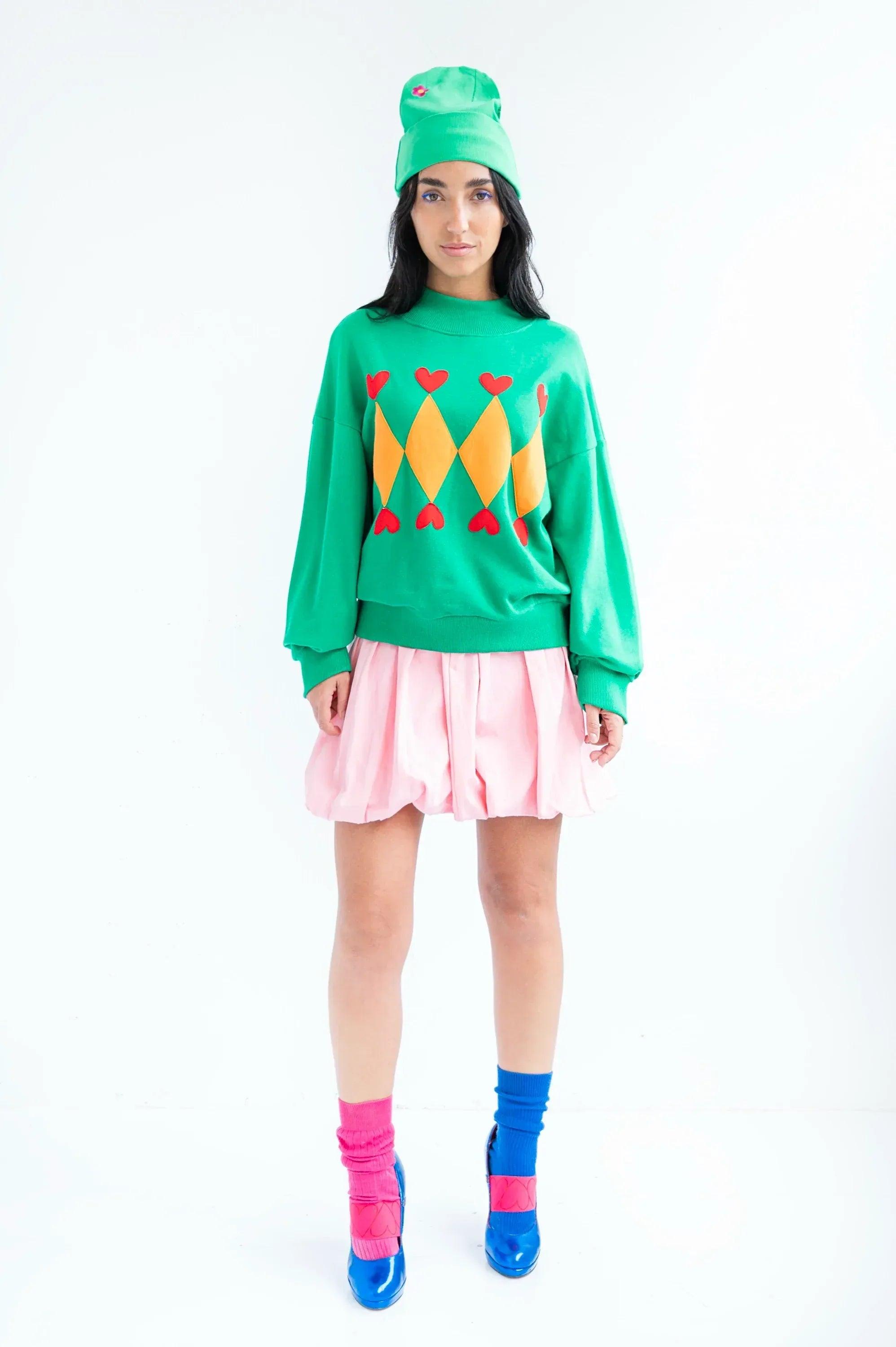 SUDADERA VERDE ROMBOS - Agatha Ruiz de la Prada
