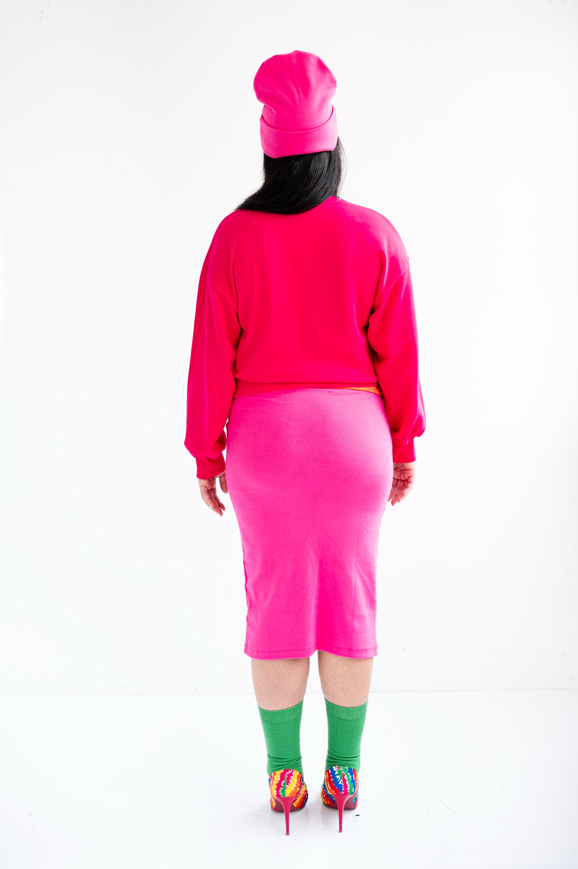 Sweat-shirt fuchsia losanges