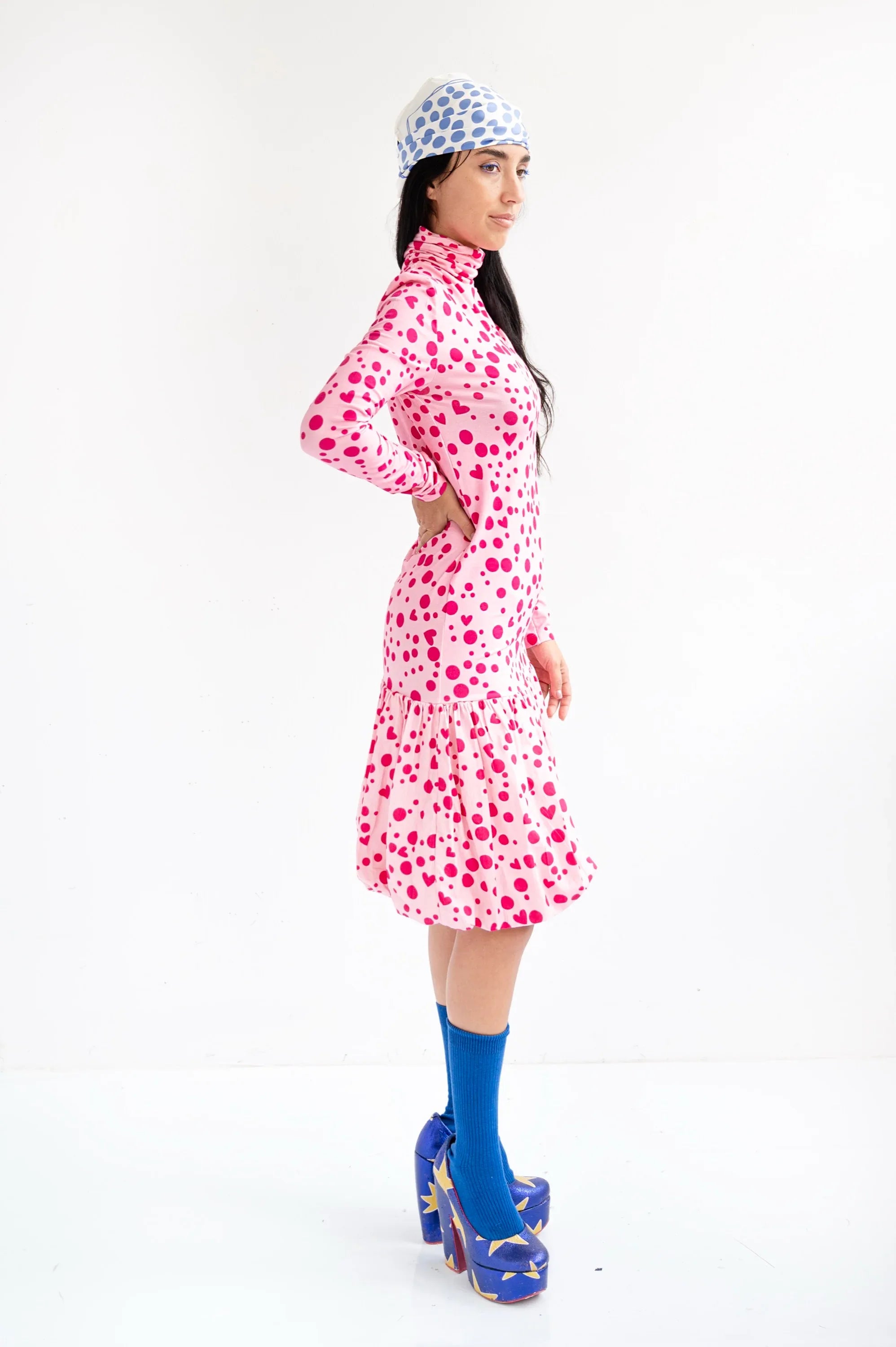 VESTIDO CORTO TOPOS CORAZONES ROSA - Agatha Ruiz de la Prada