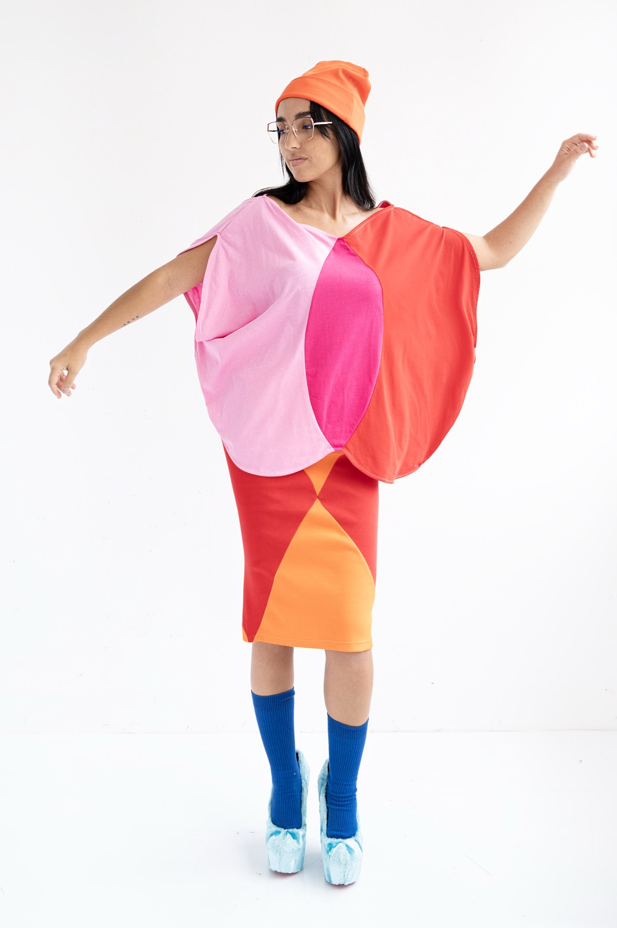 TOP CAMISETA CIRCULOS ROSA FUCSIA