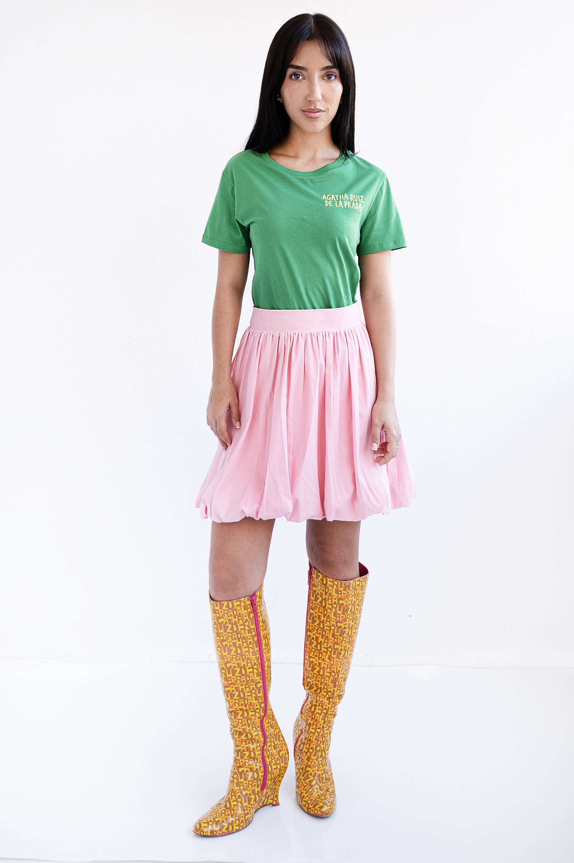 CAMISETA VERDE BASICA FLOR