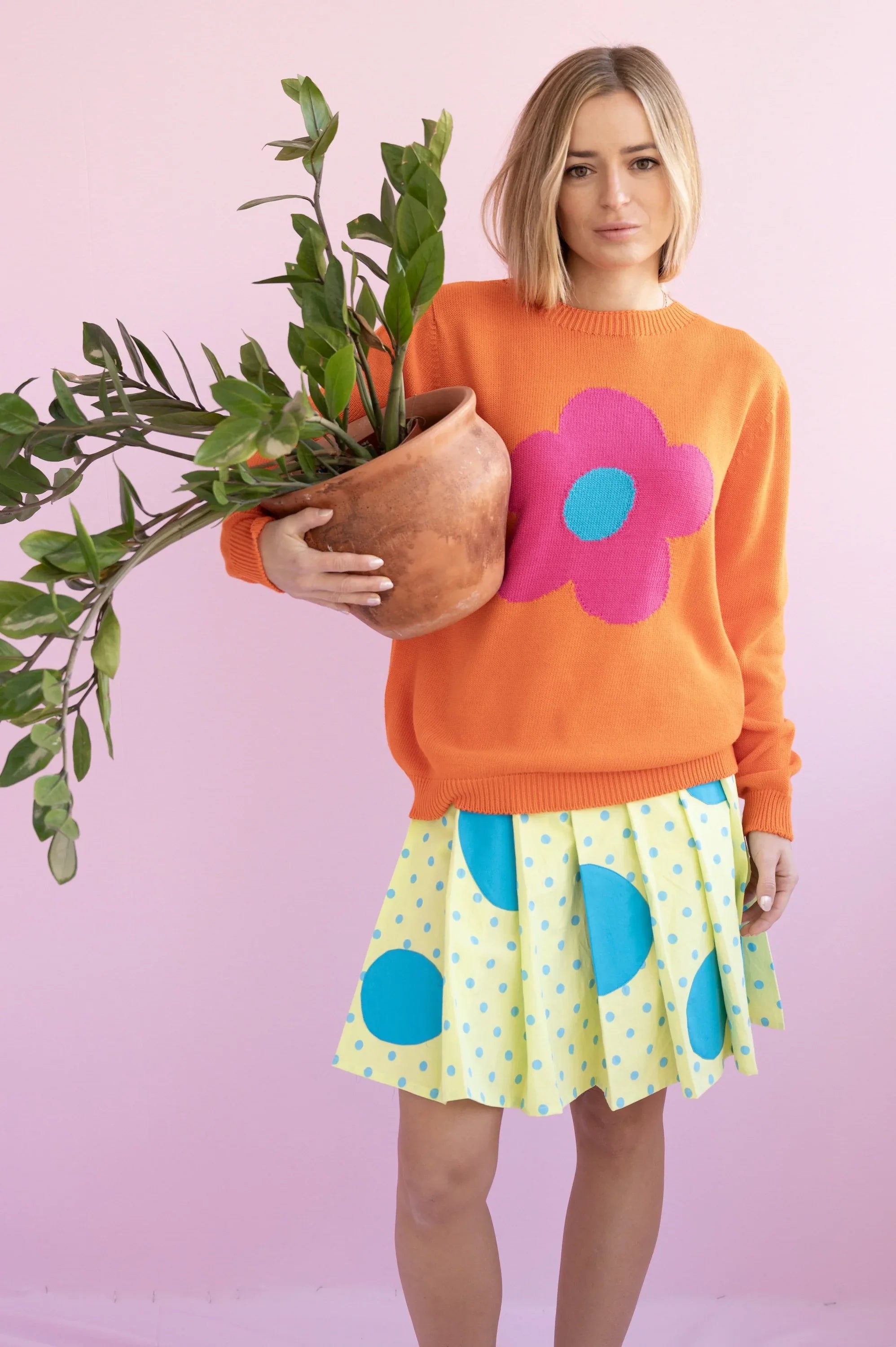 JERSEY ALGODON MUJER NARANJA FLOR - Agatha Ruiz de la Prada