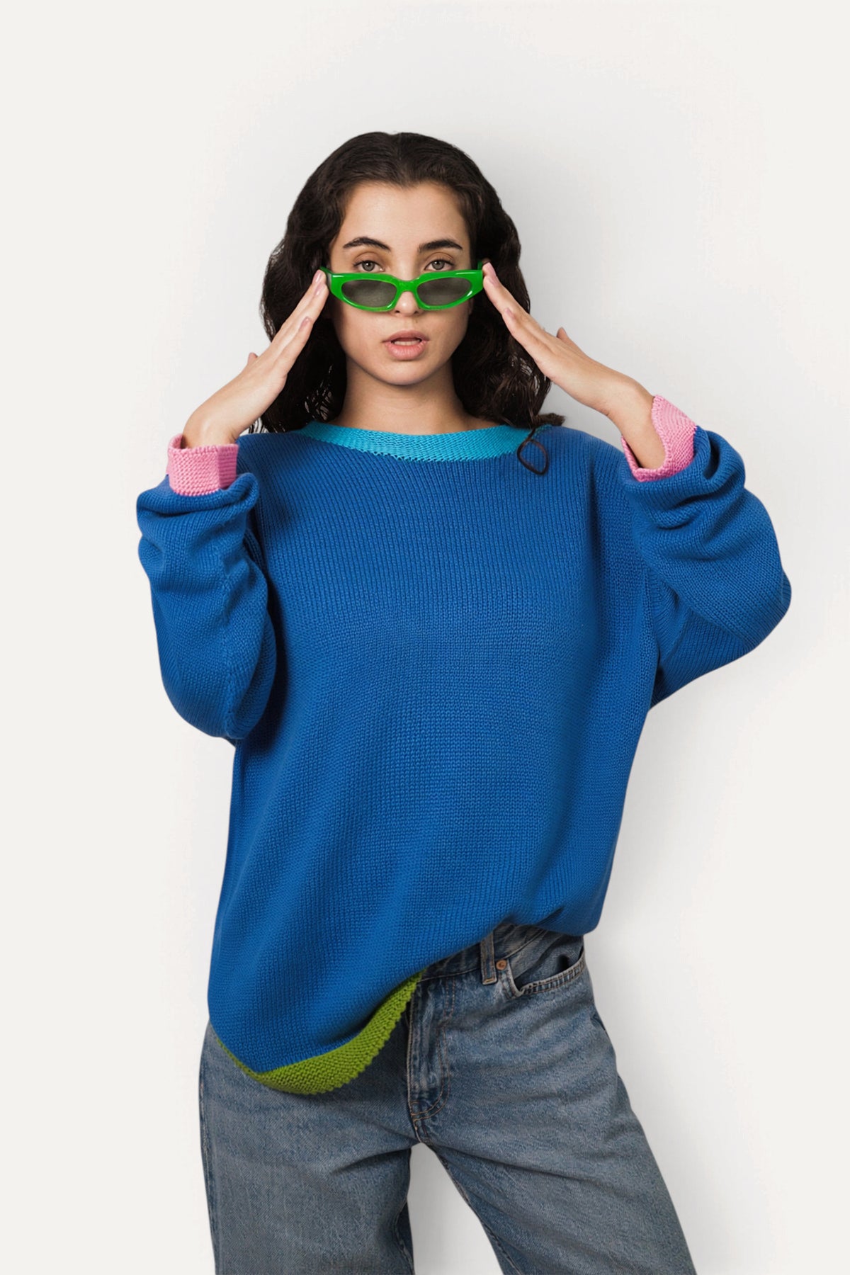 JERSEY AZUL OVERSIZE TRICOLOR