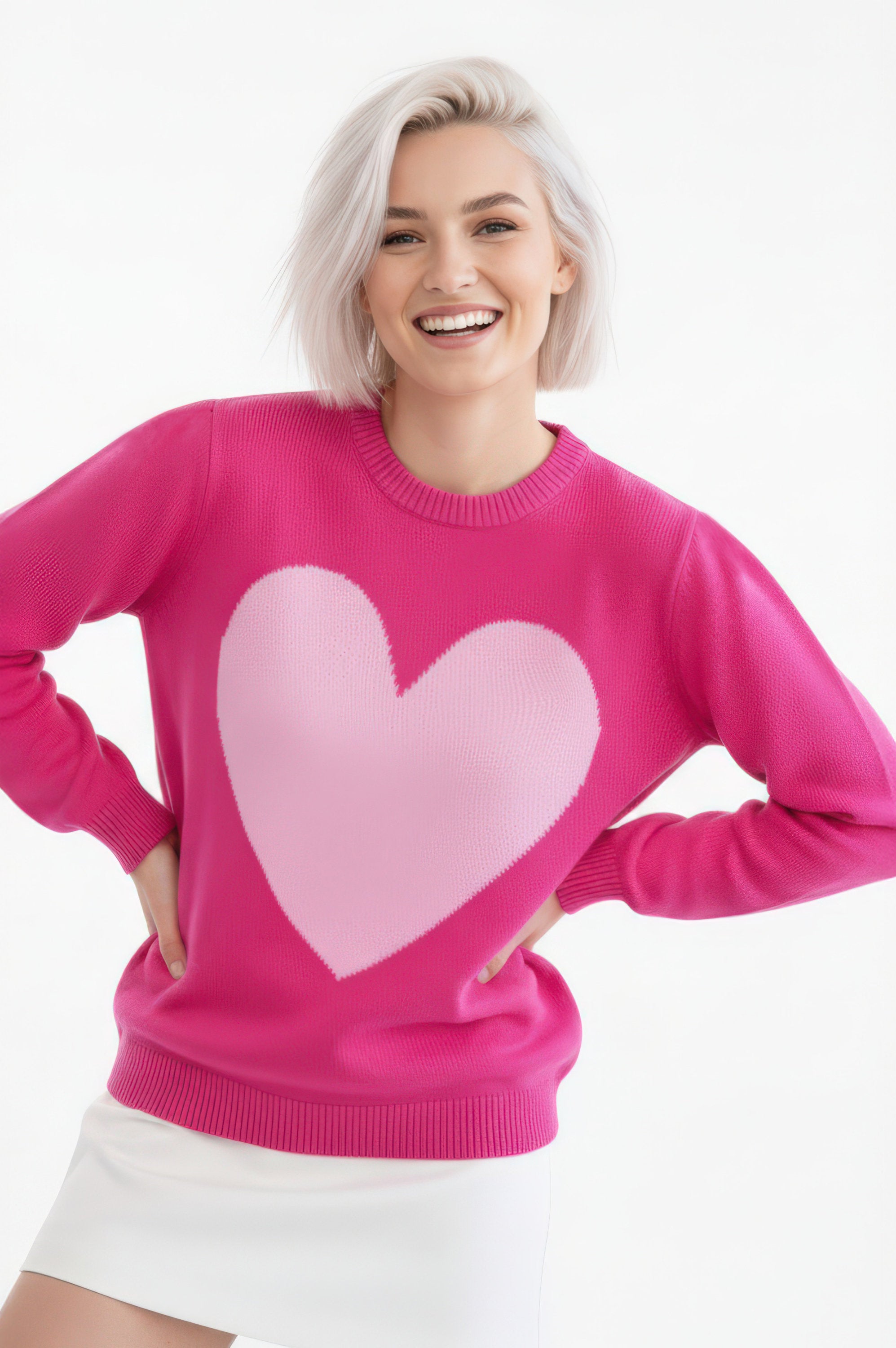 MAGLIA COTONE DONNA FUCSIA CUORE