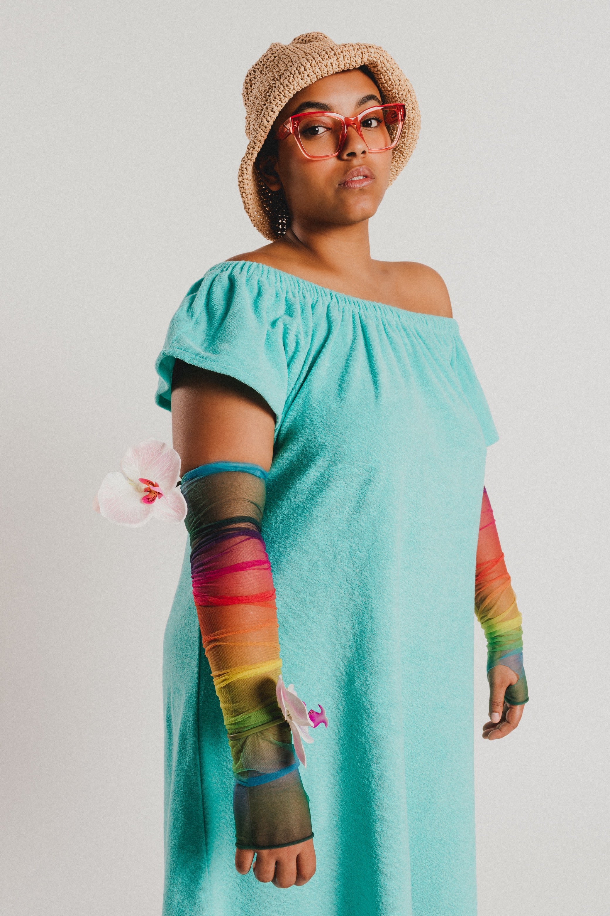 TURQUOISE TERRY DRESS