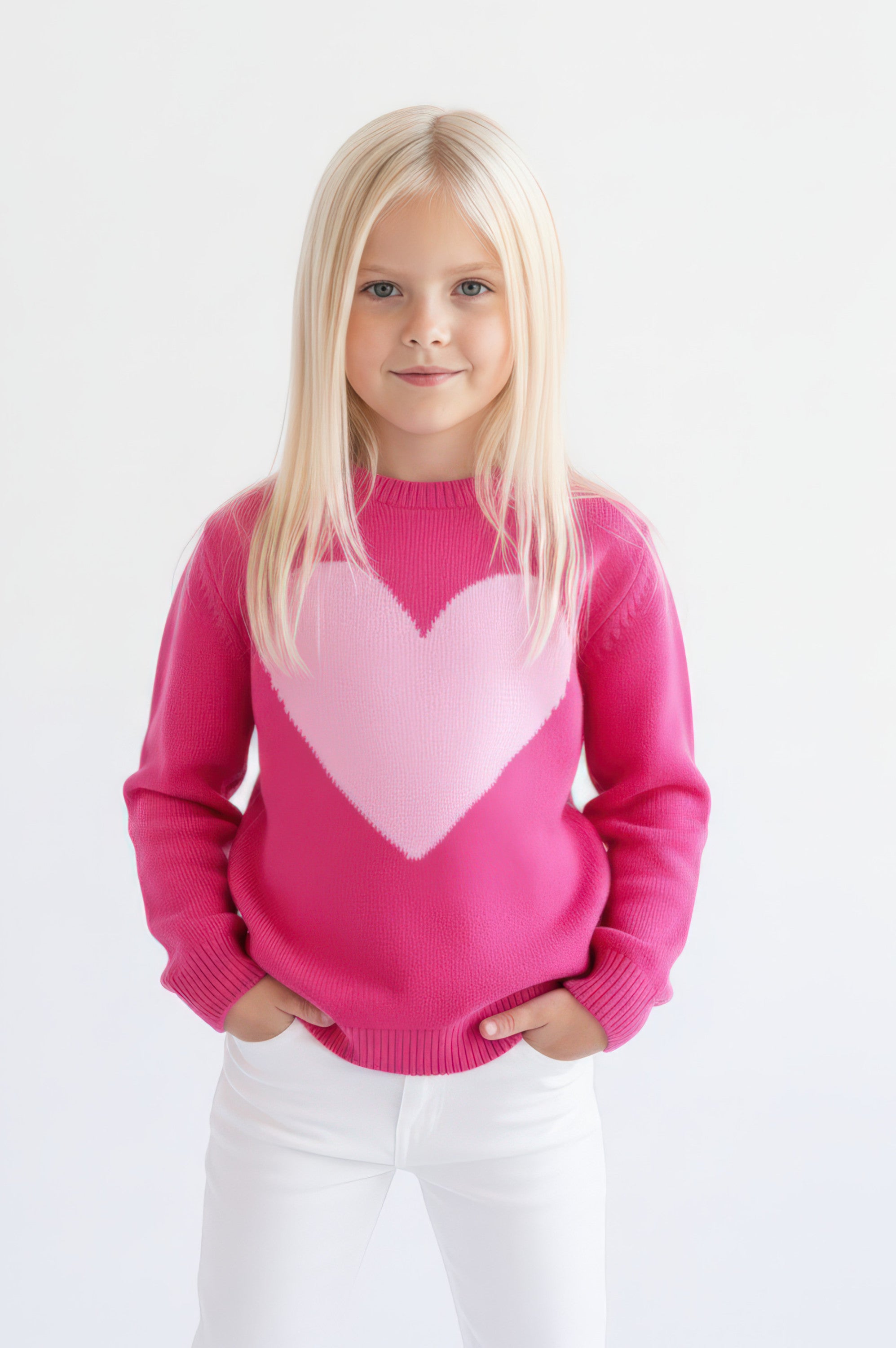 MAILLOT FUCHSIA COTON ENFANT COEUR