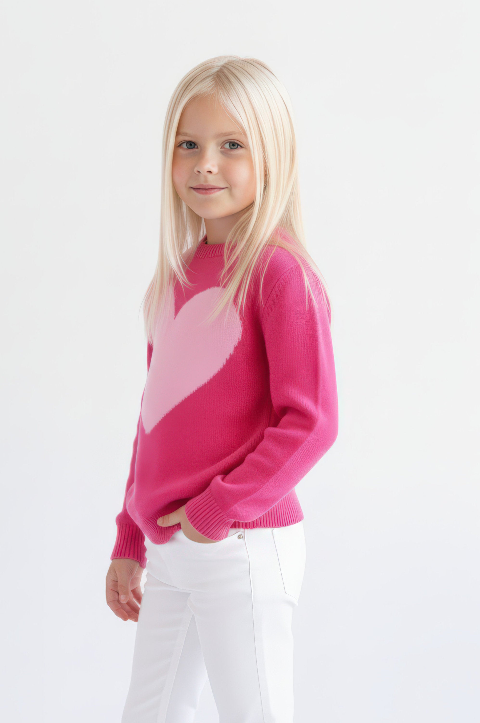 JERSEY FUCSIA ALGODON INFANTIL CORAZON