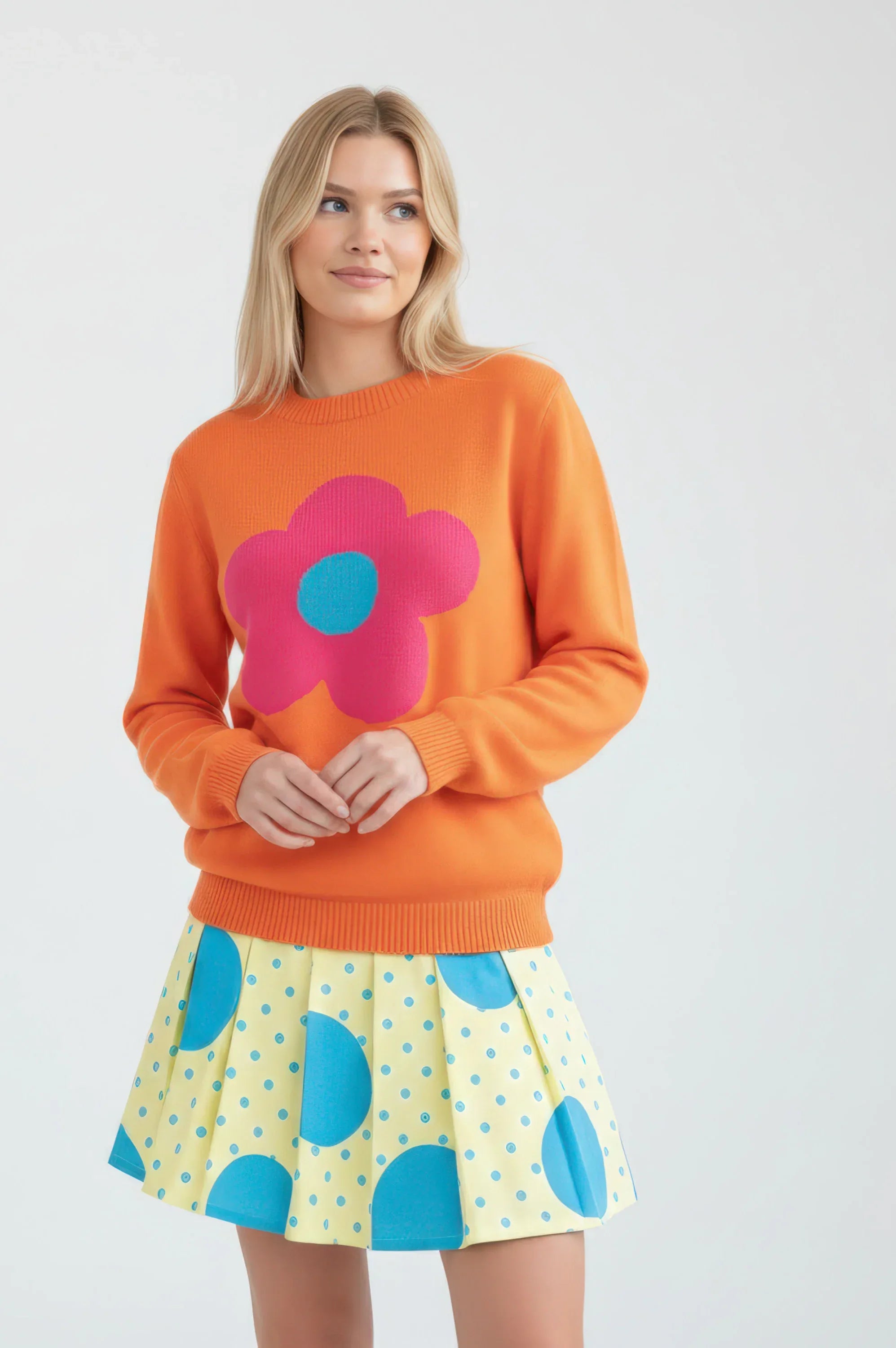 JERSEY ALGODON MUJER NARANJA FLOR - Agatha Ruiz de la Prada