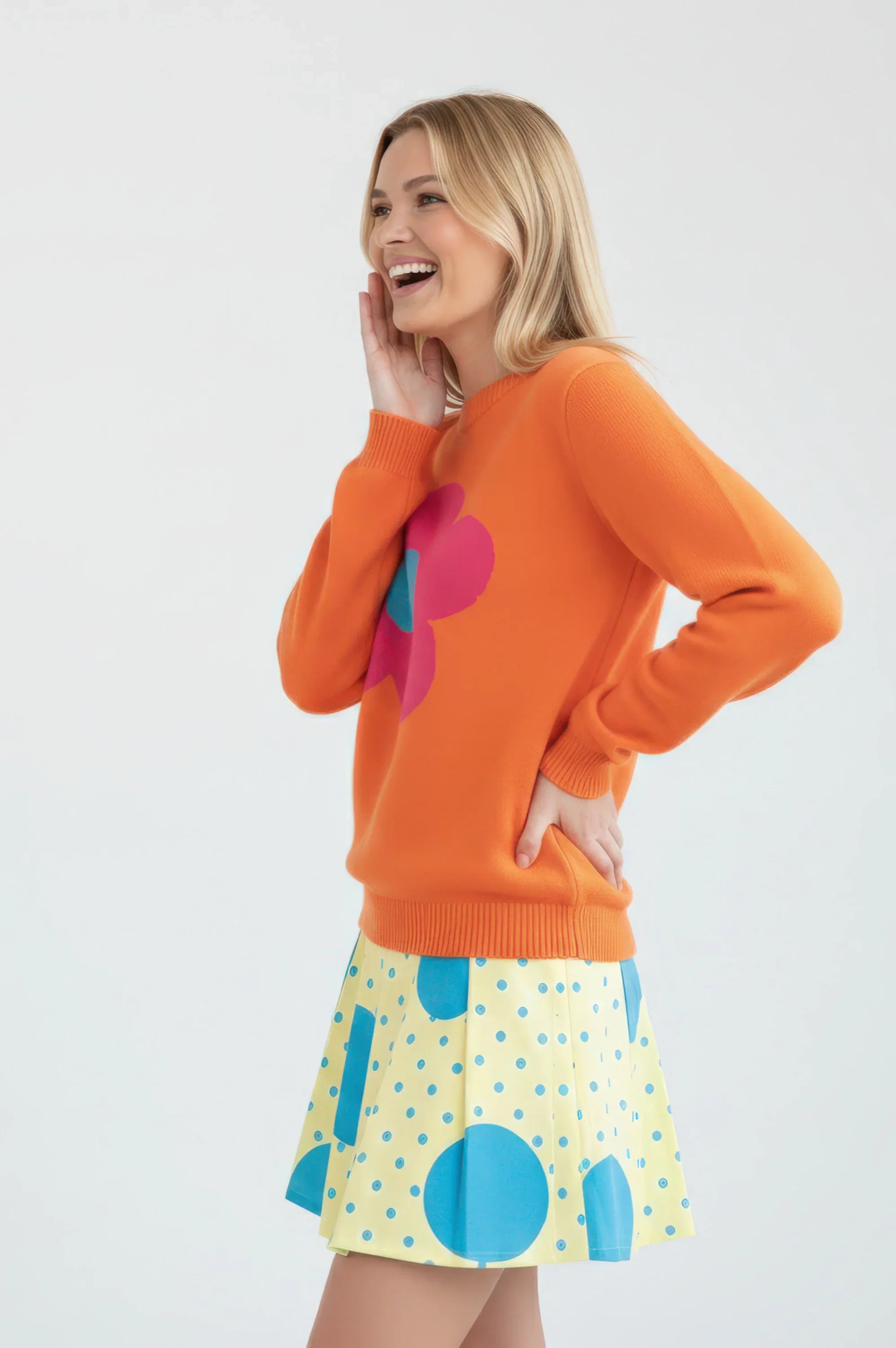 JERSEY ALGODON MUJER NARANJA FLOR - Agatha Ruiz de la Prada