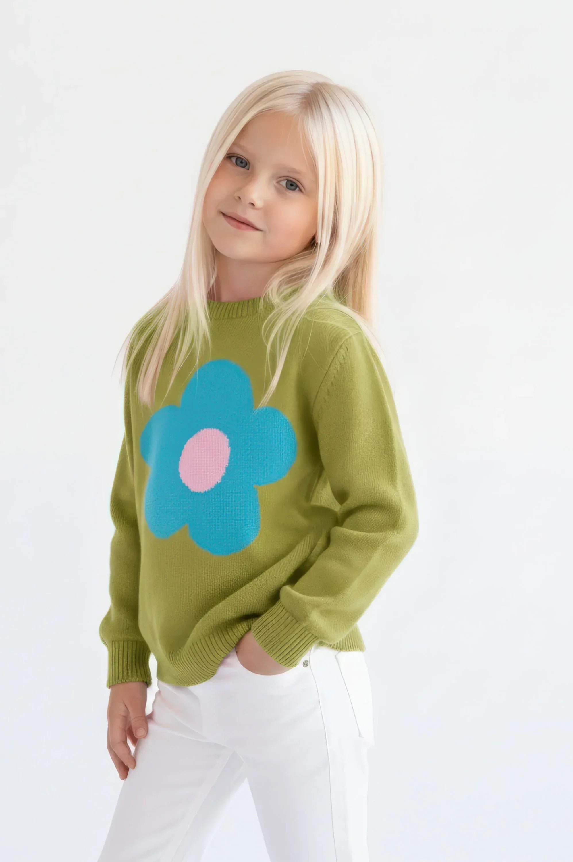 JERSEY VERDE ALGODON INFANTIL FLOR - Agatha Ruiz de la Prada
