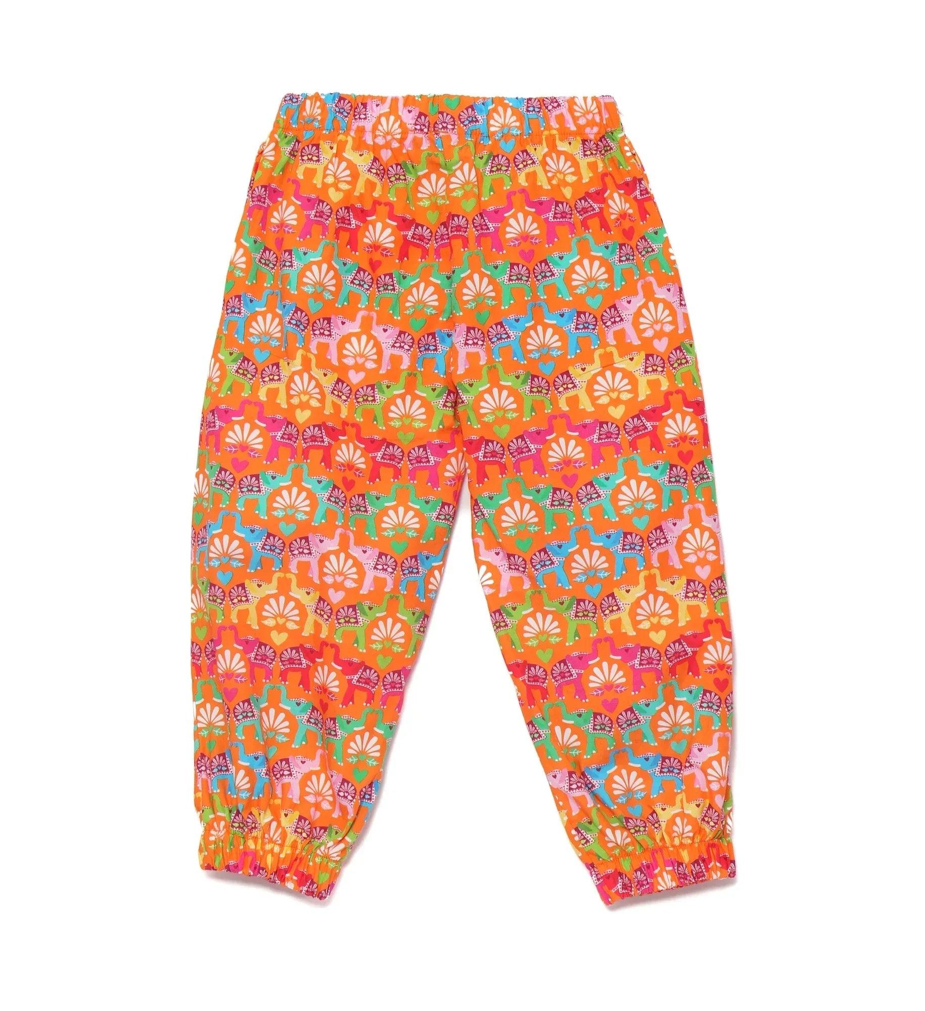 Pantalones bombachos estampados de colores vivos, pierna suelta y puños elásticos