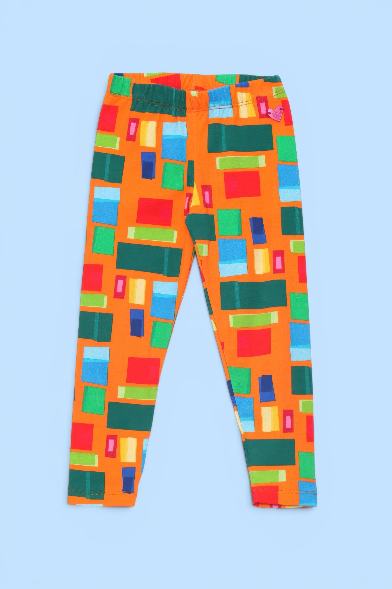 ORANGE LEGGINGS WITH CHECKERED PRINT