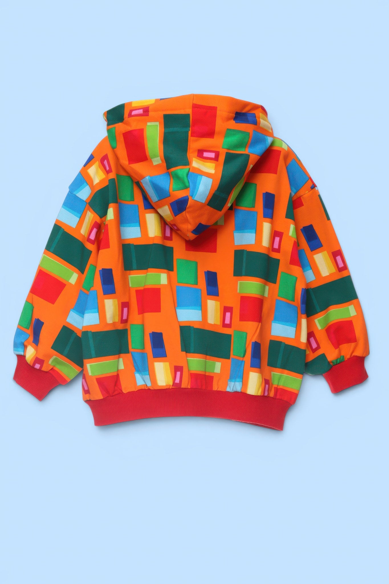 BOMBER JACKET WITH HOOD, ZIPPER, AND PRINT