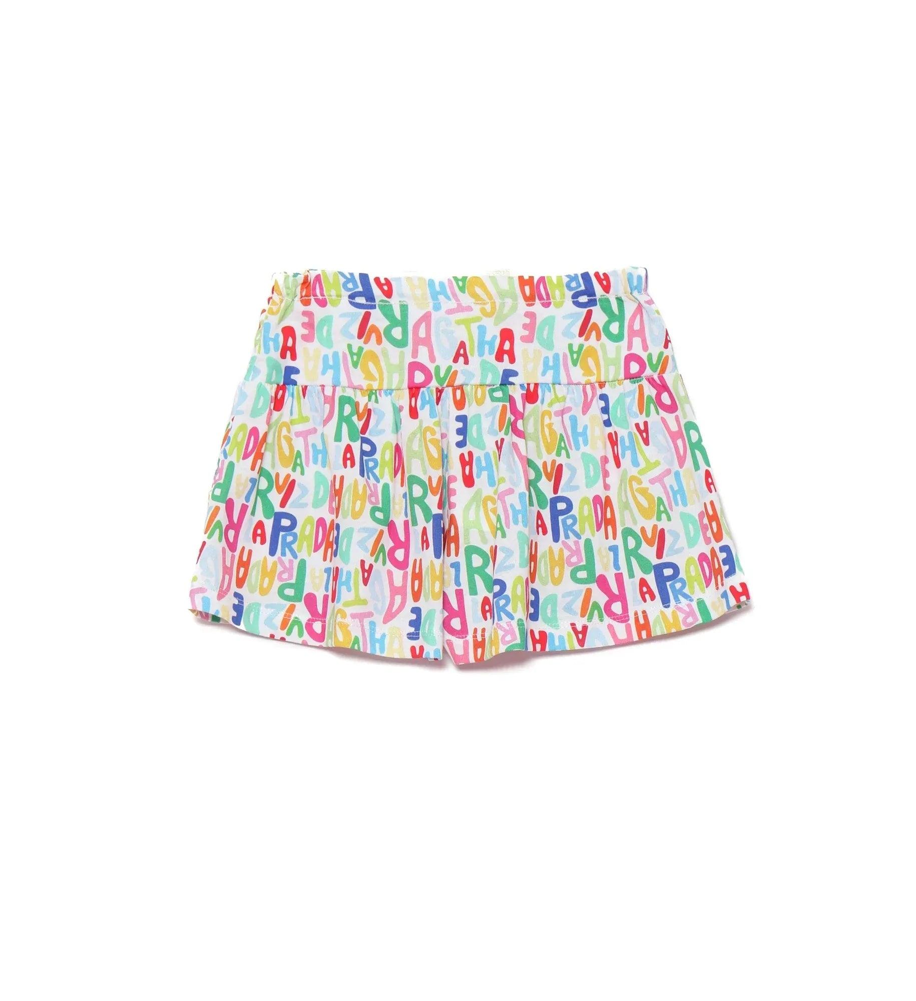 Short infantil estampado de letras de colores, pretina ancha