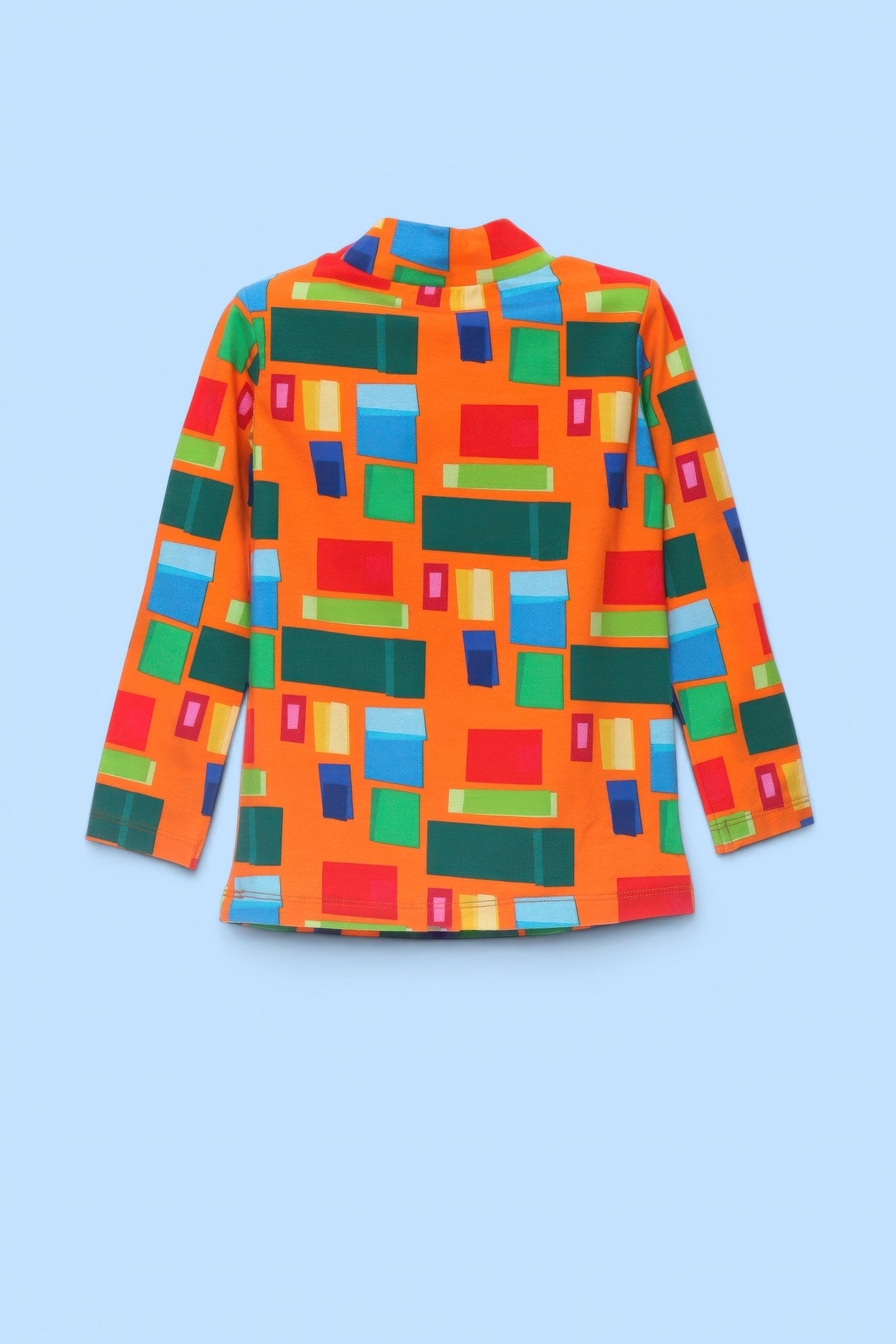 CAMISETA C/A NARANJA ESTAMPADO CUADROS