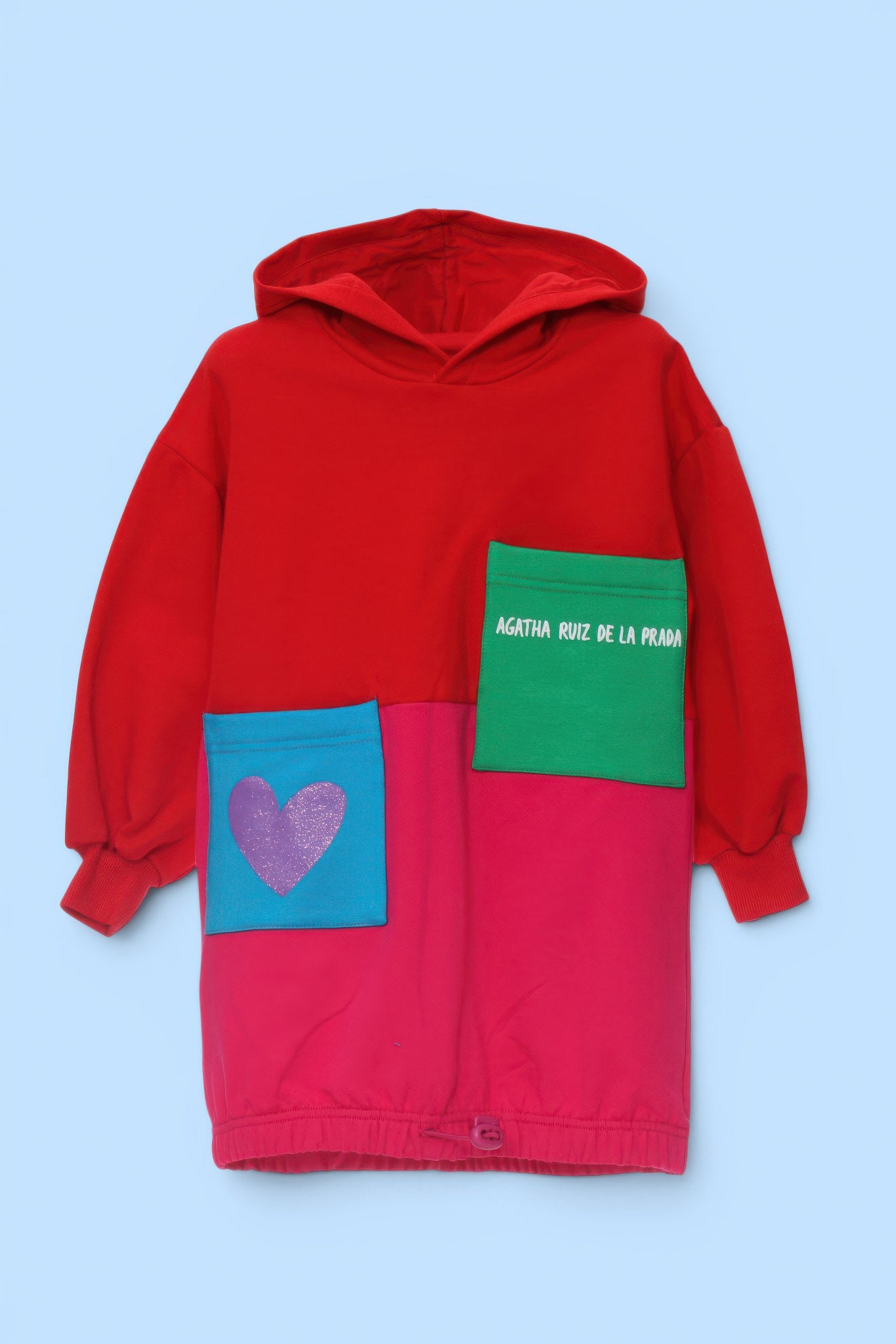 LONG HOODED SWEATSHIRT WITH POCKETS AND COLORS