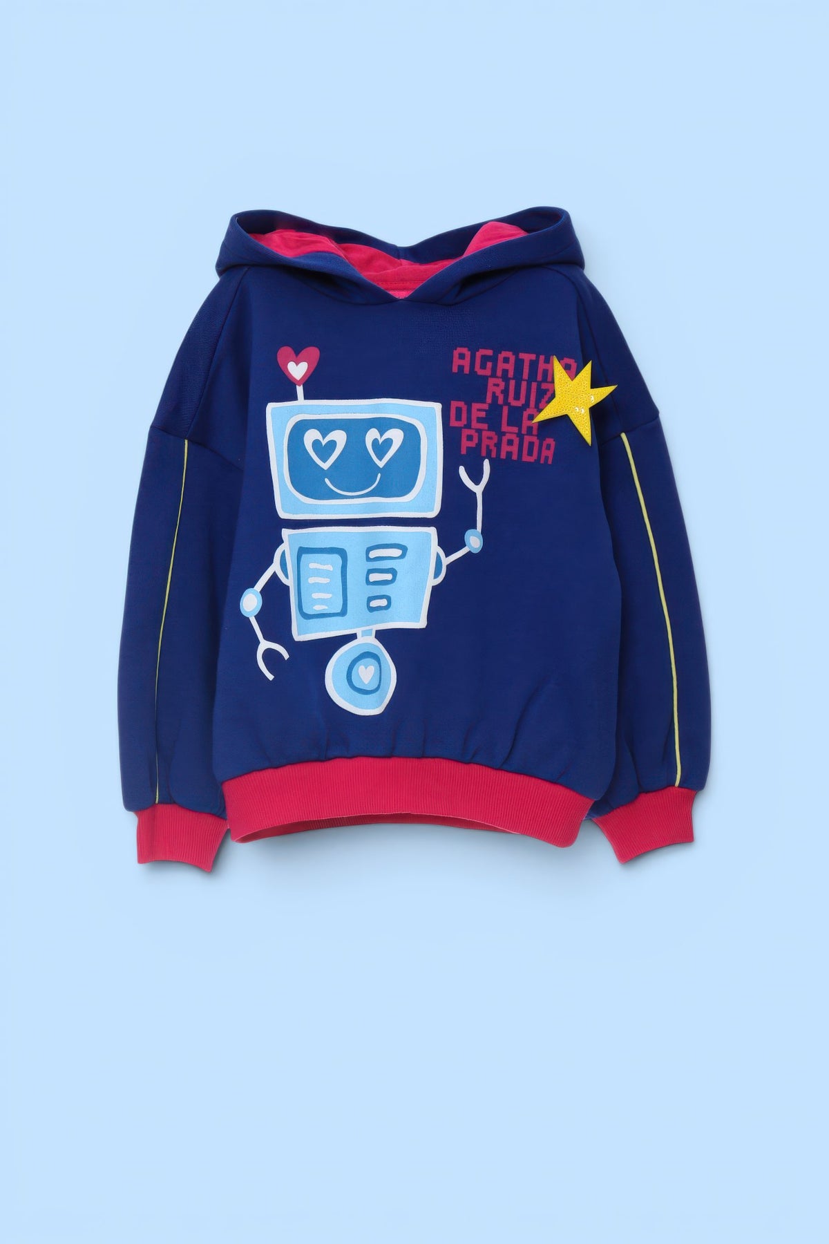 Felpa con cappuccio blu con robot