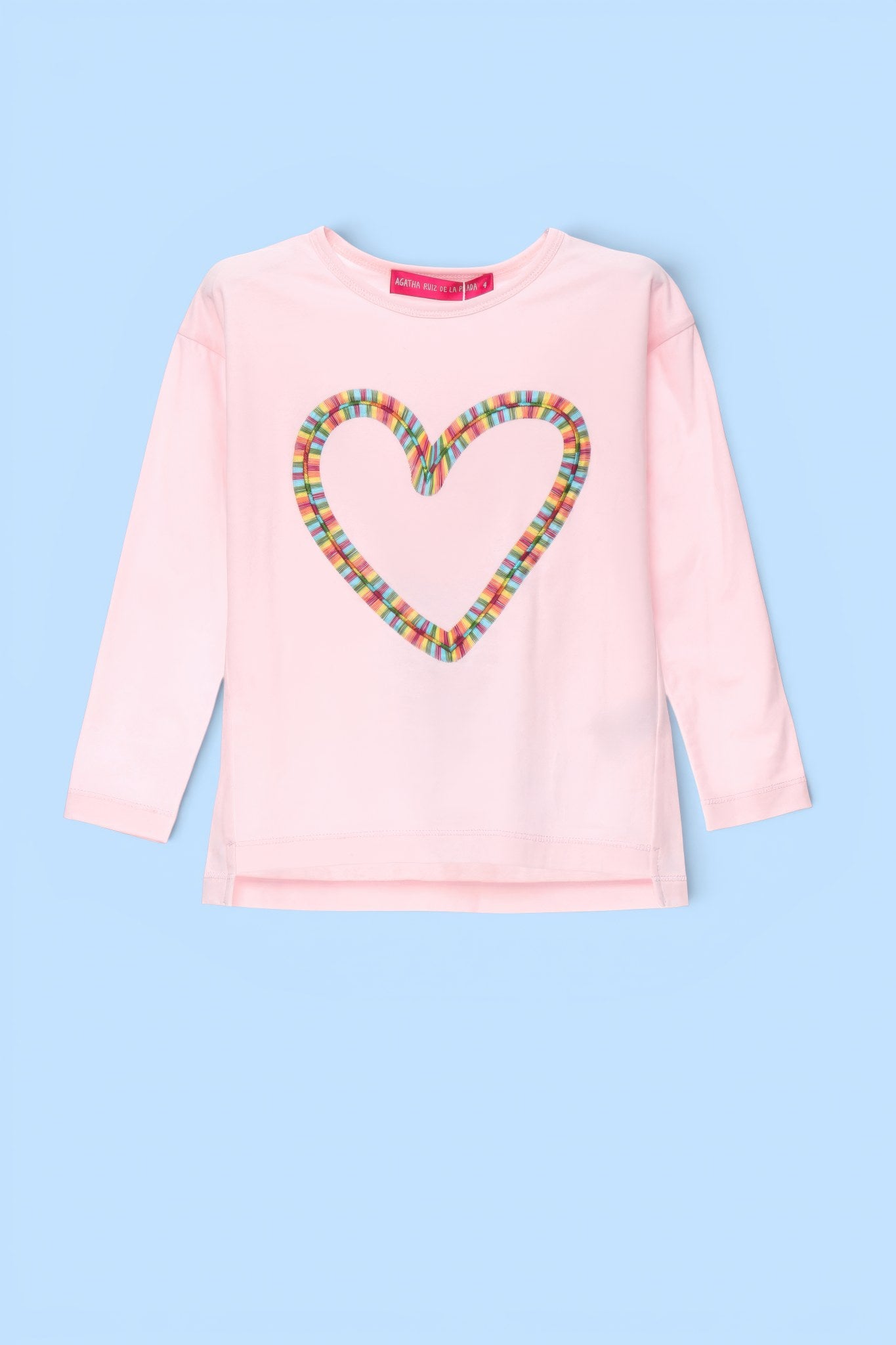 CAMISETA ROSA CORAZON DOBLE EN EL CENTRO