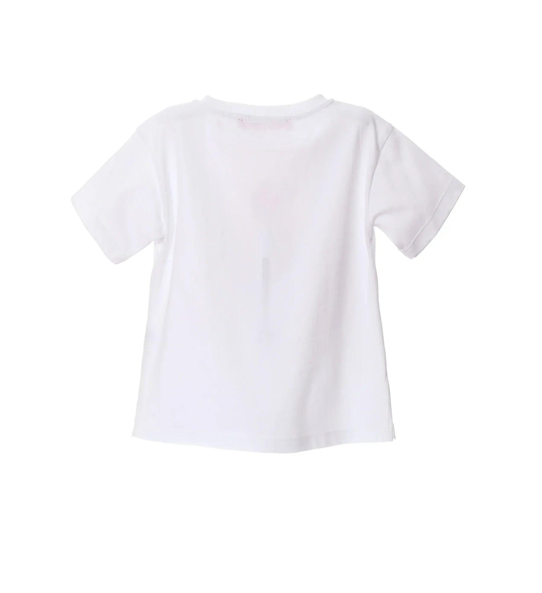 Camiseta blanca de manga corta lisa, sin estampado visible