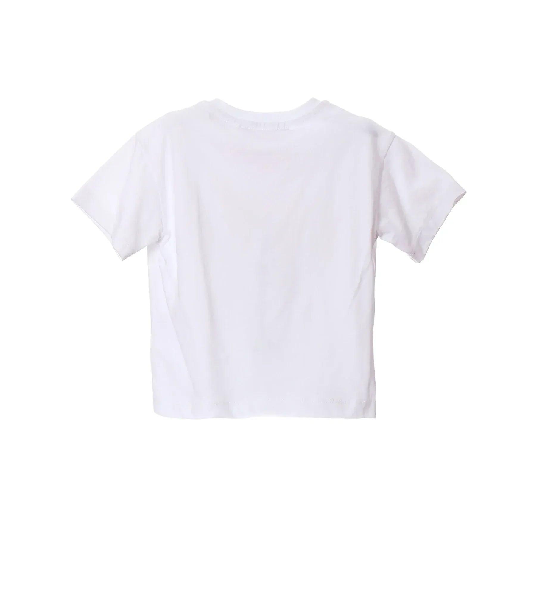 Camiseta blanca lisa de manga corta, sin estampado visible