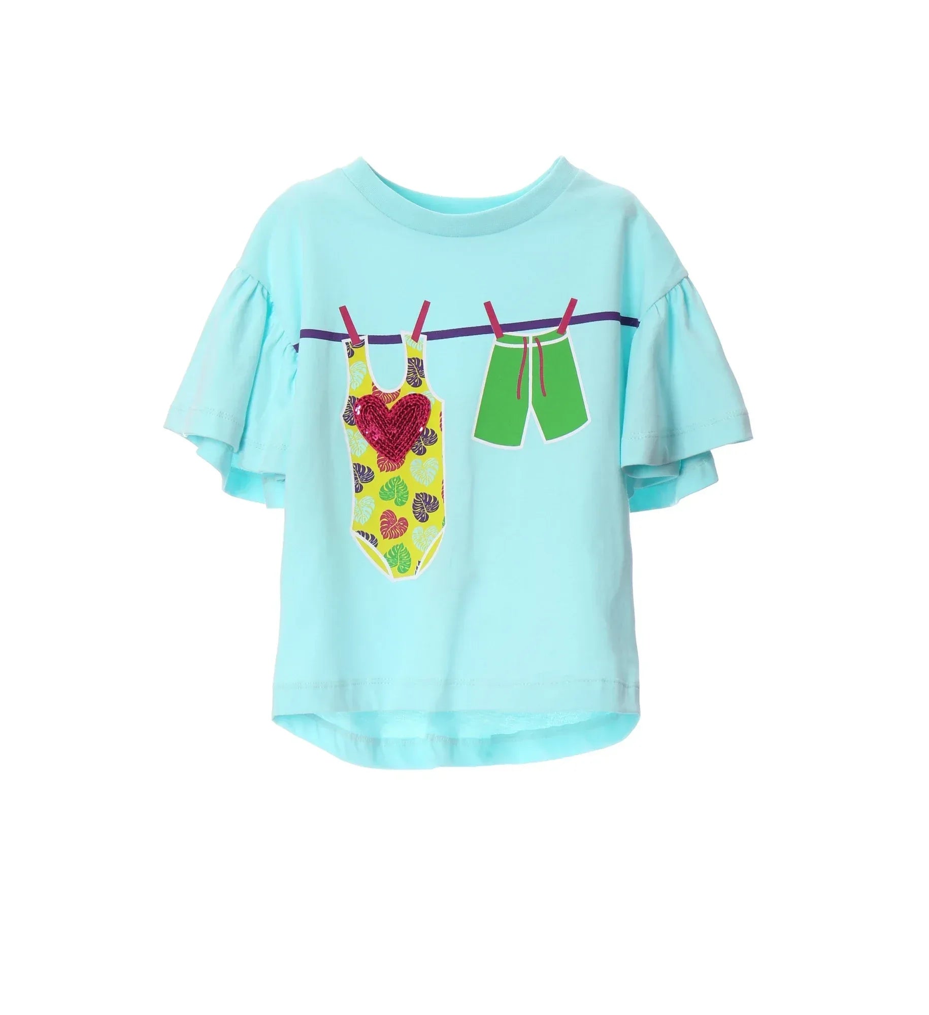 CAMISETA TURQUESA VOLANTE MANGA - Agatha Ruiz de la Prada