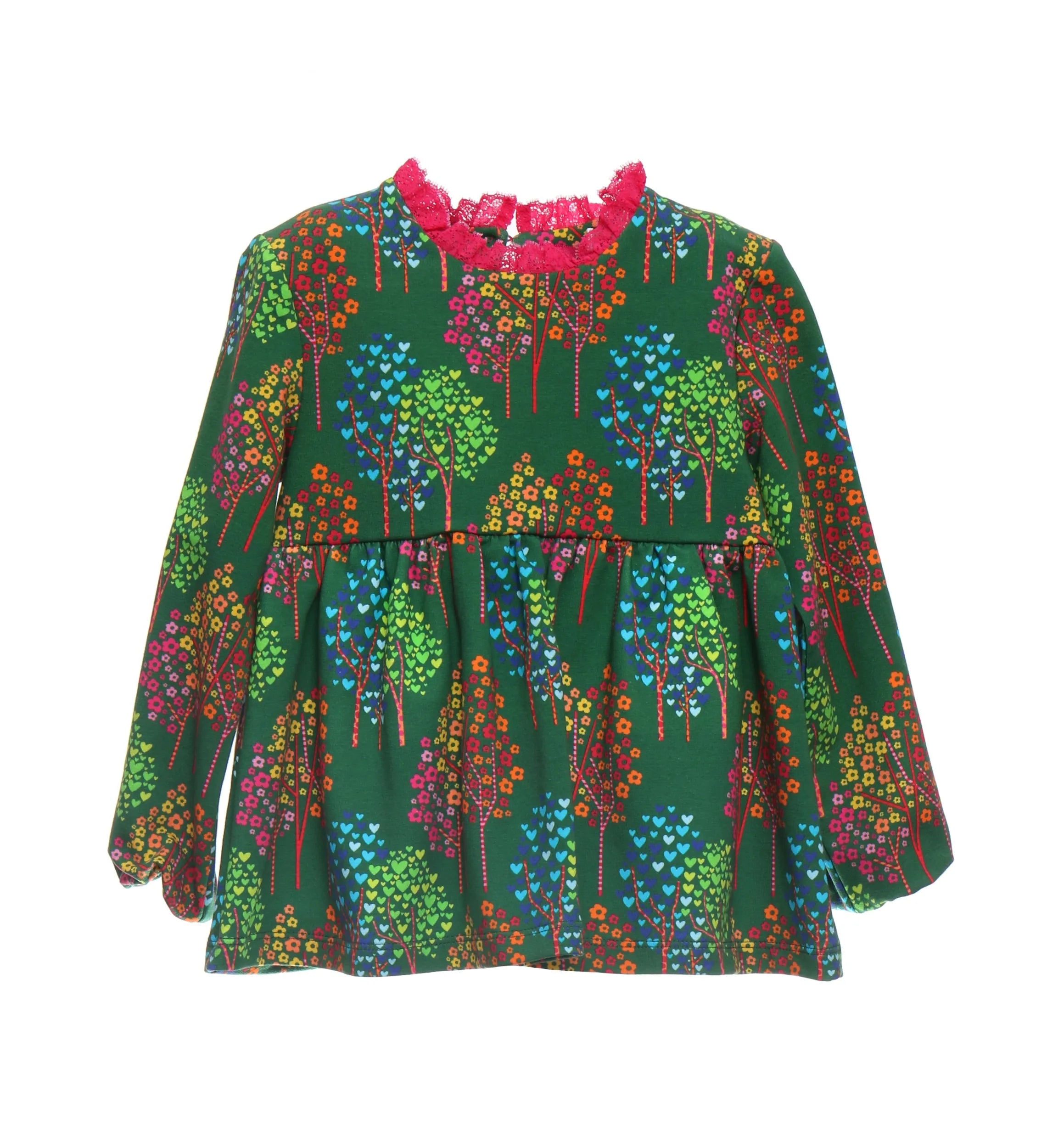 GREEN T-SHIRT WITH TREE PRINT