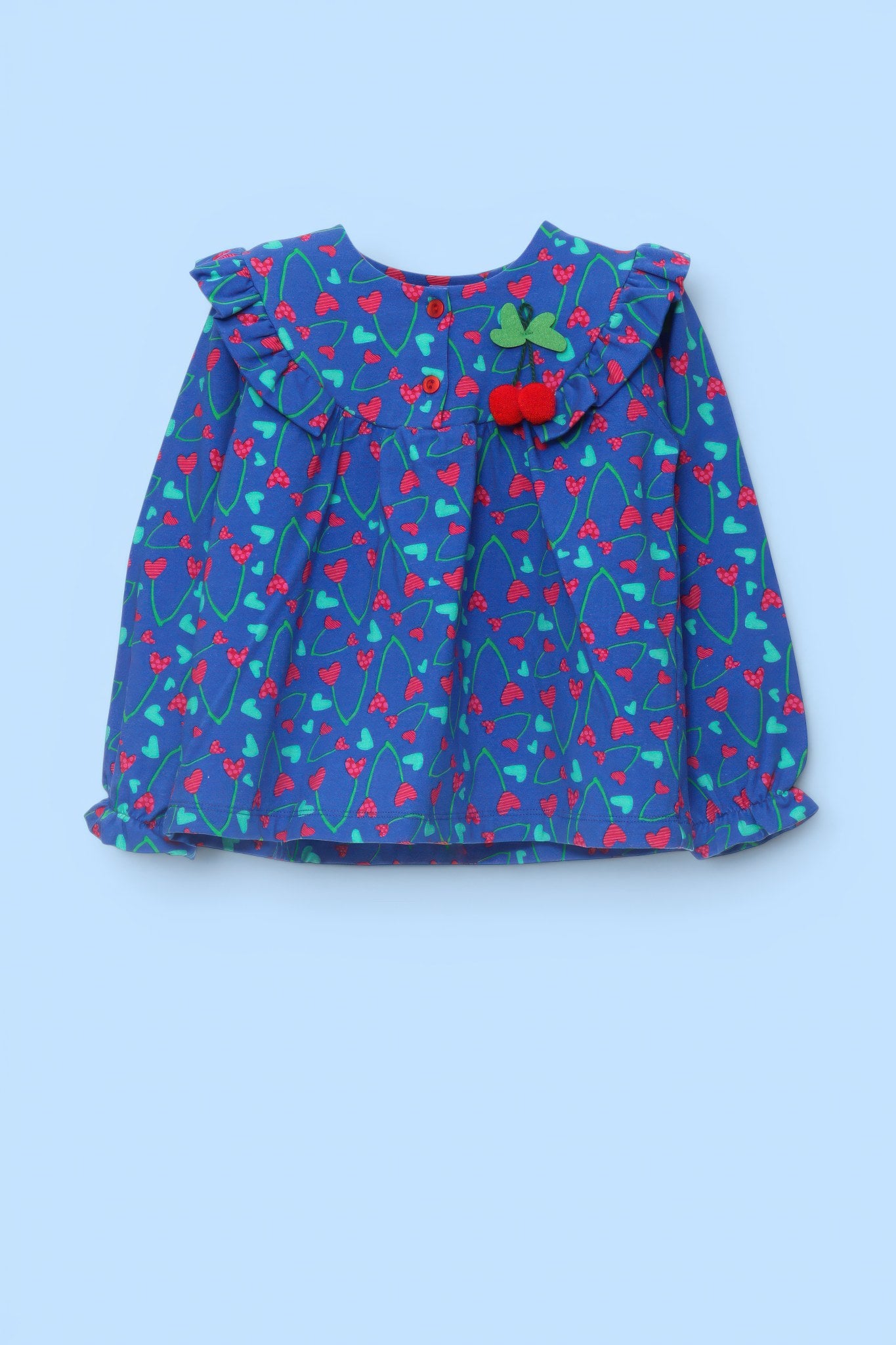 CAMISETA CUELLO MANGA LARGA CEREZAS