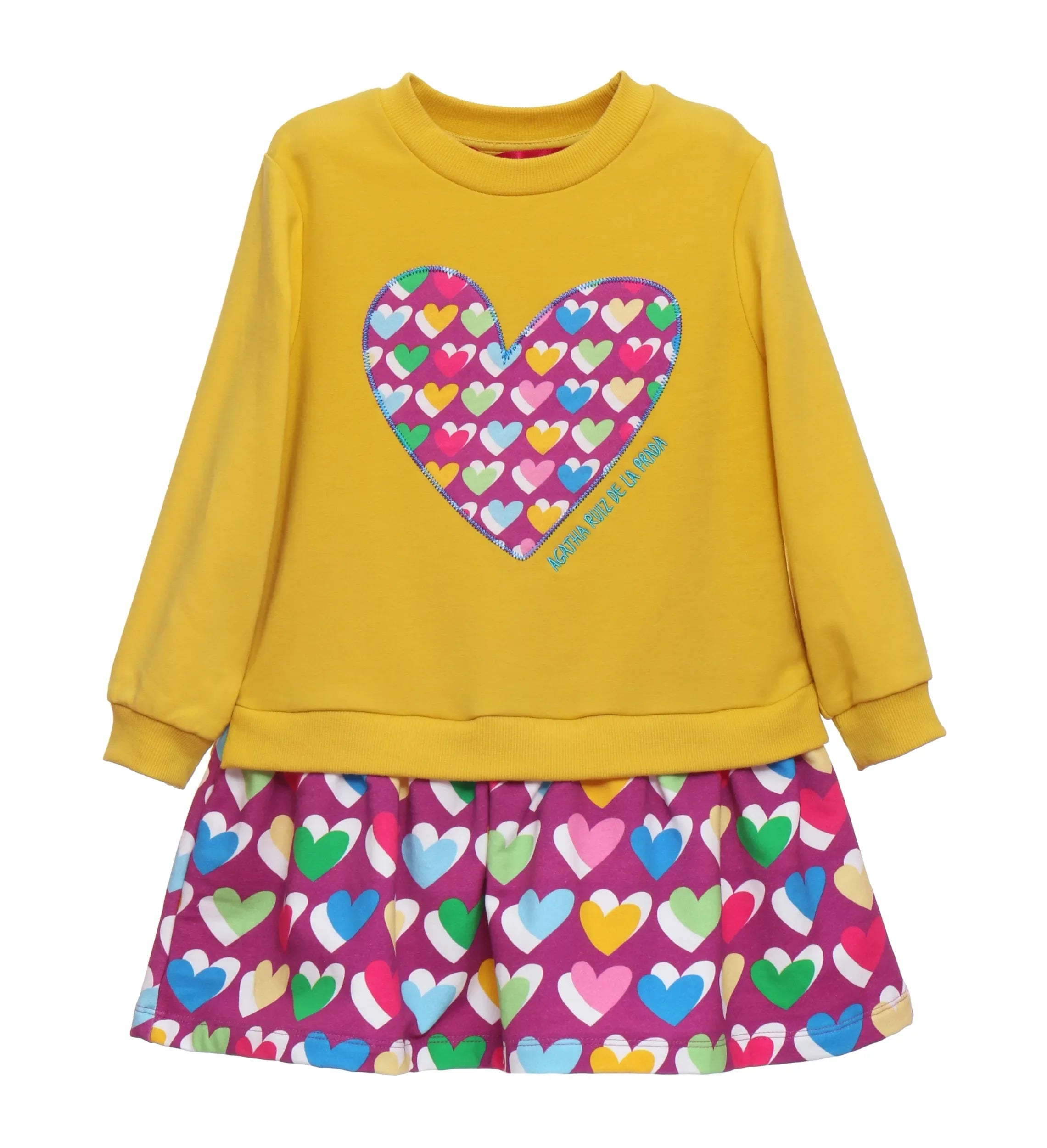 VESTIDO MOSTAZA CORAZON ESTAMPADO - Agatha Ruiz de la Prada