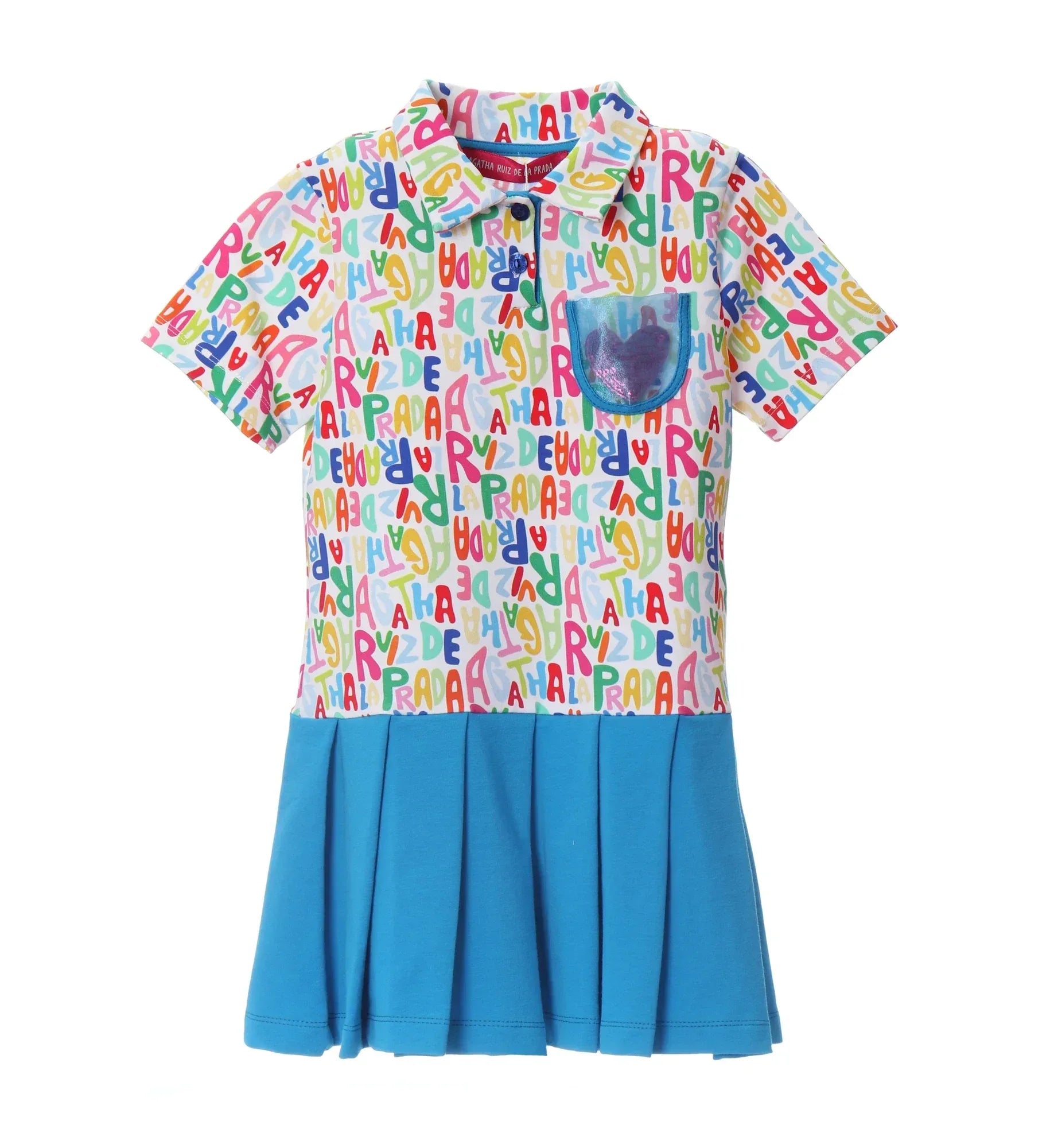 VESTIDO ARP FALDA AZUL TABLAS - Agatha Ruiz de la Prada