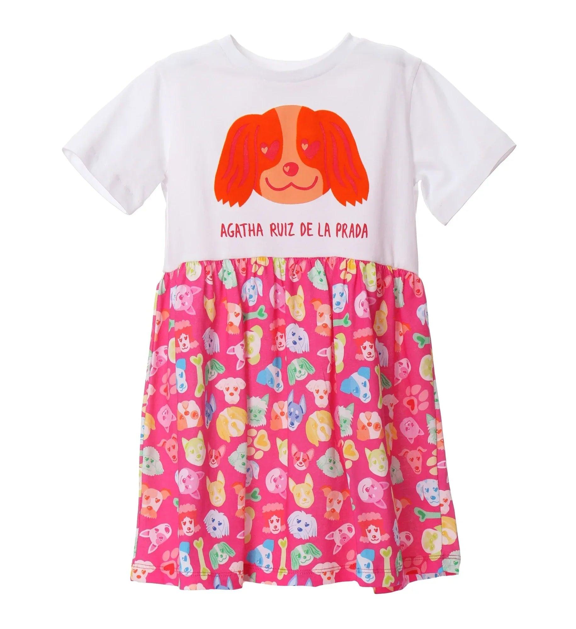 VESTIDO PERRO Y FALDA ESTAMPADA FUCSIA - Agatha Ruiz de la Prada
