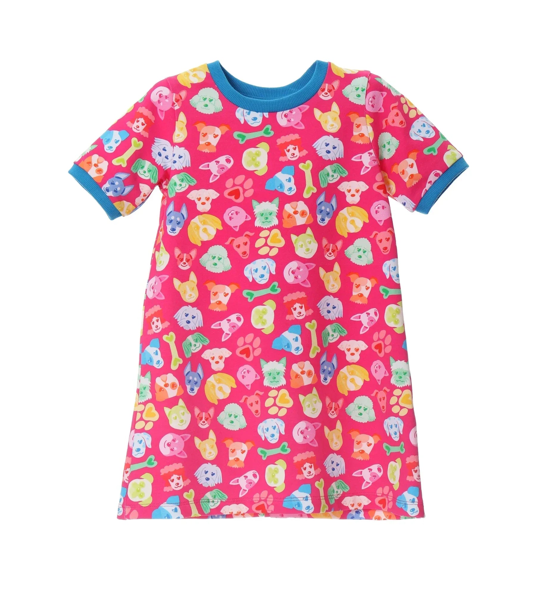 VESTIDO FUCSIA ESTAMPADO PERRITOS COLORES - Agatha Ruiz de la Prada