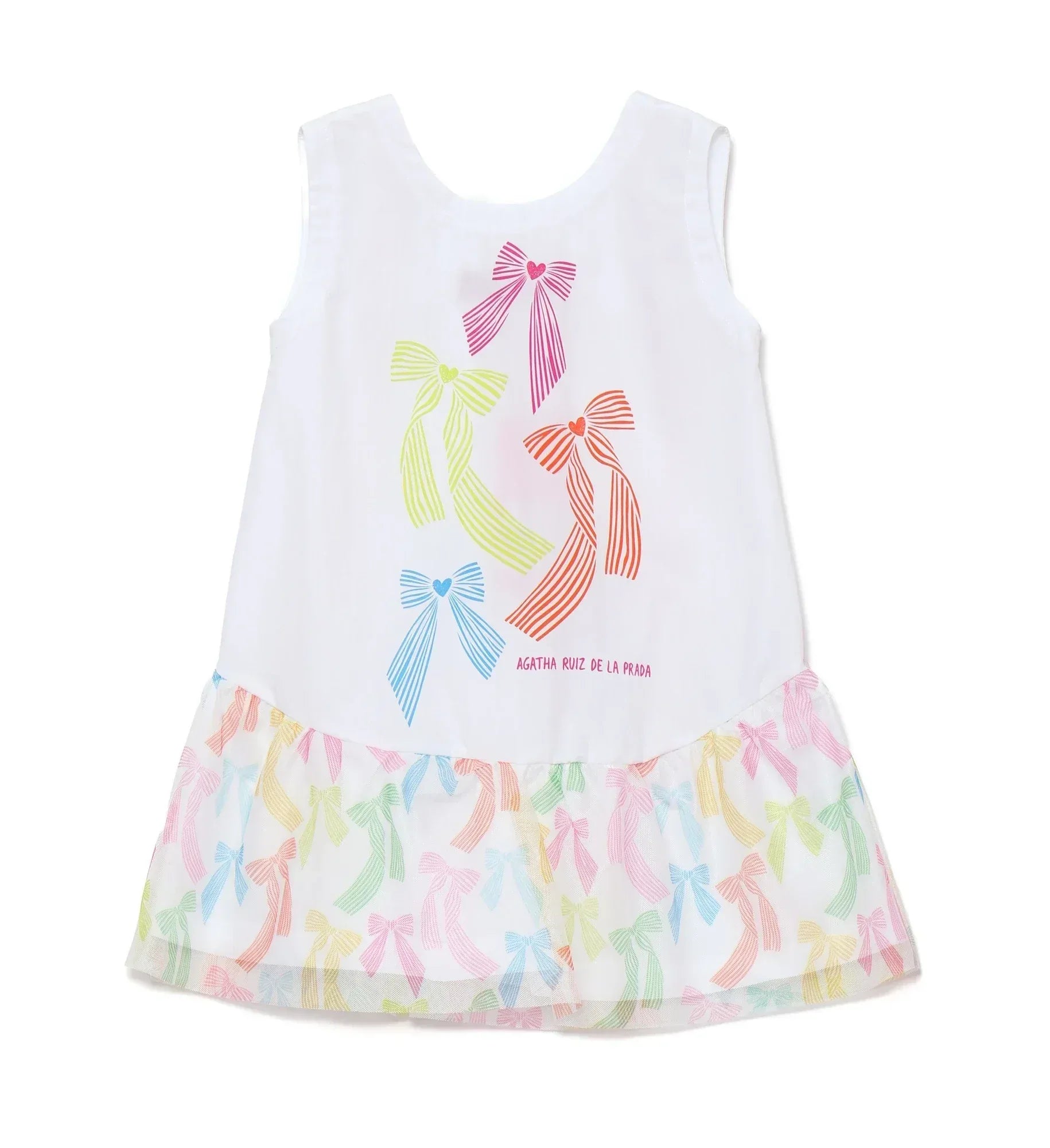 VESTIDO BLANCO LAZOS CON VOLANTE BAJO - Agatha Ruiz de la Prada