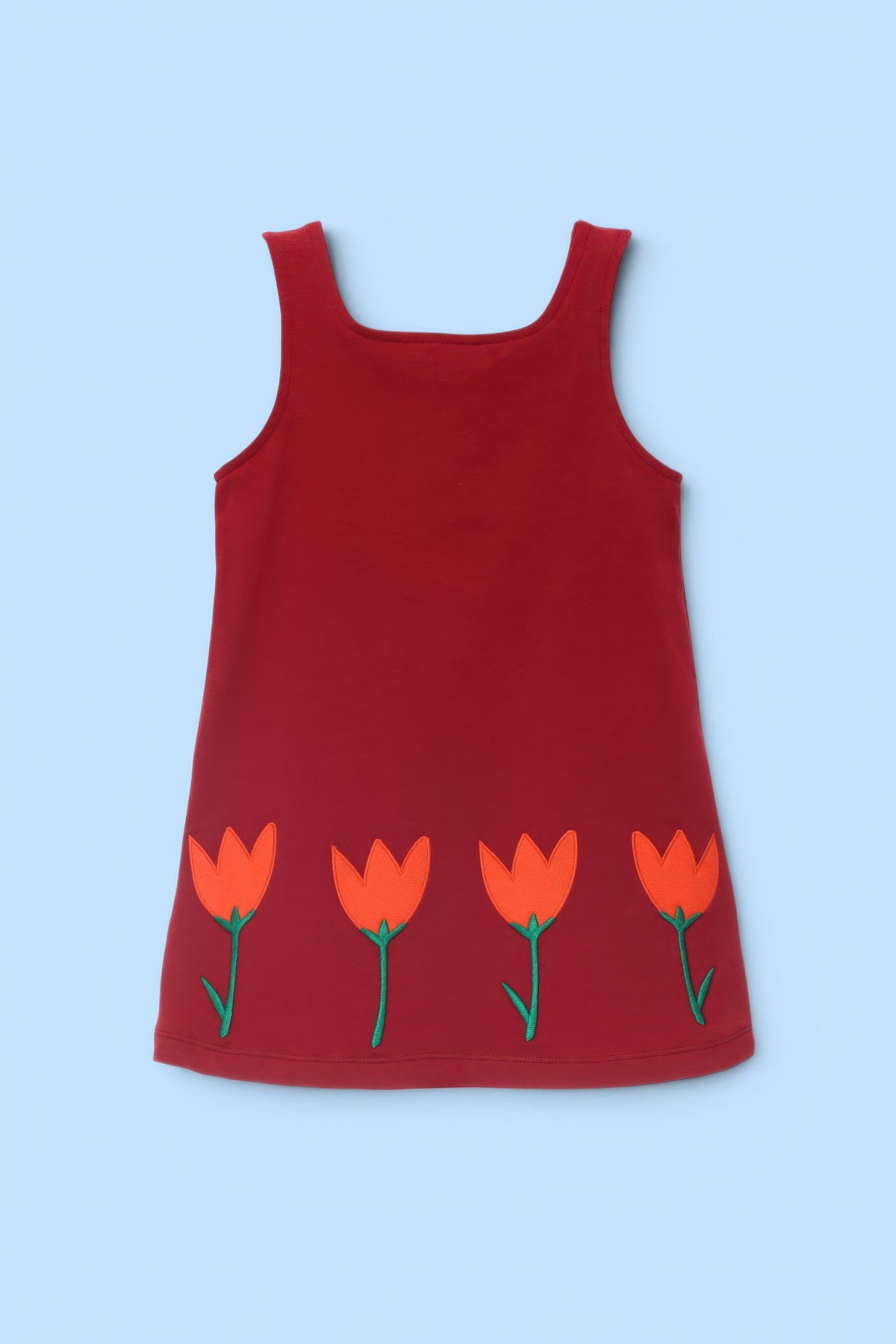 VESTIDO TIRANTES ROJO TULIPANES