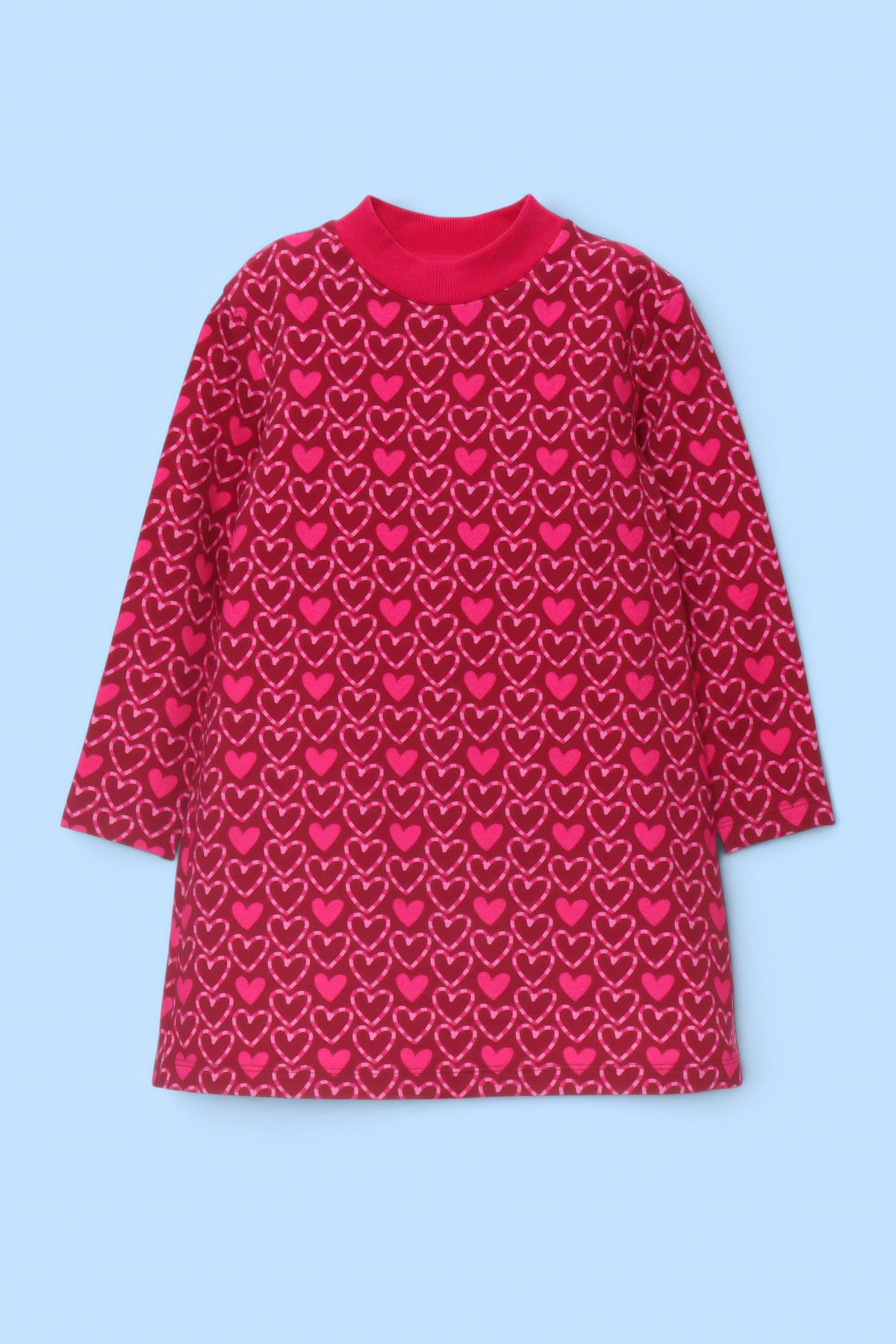 VESTIDO FUCSIA CORAZONES ROSAS