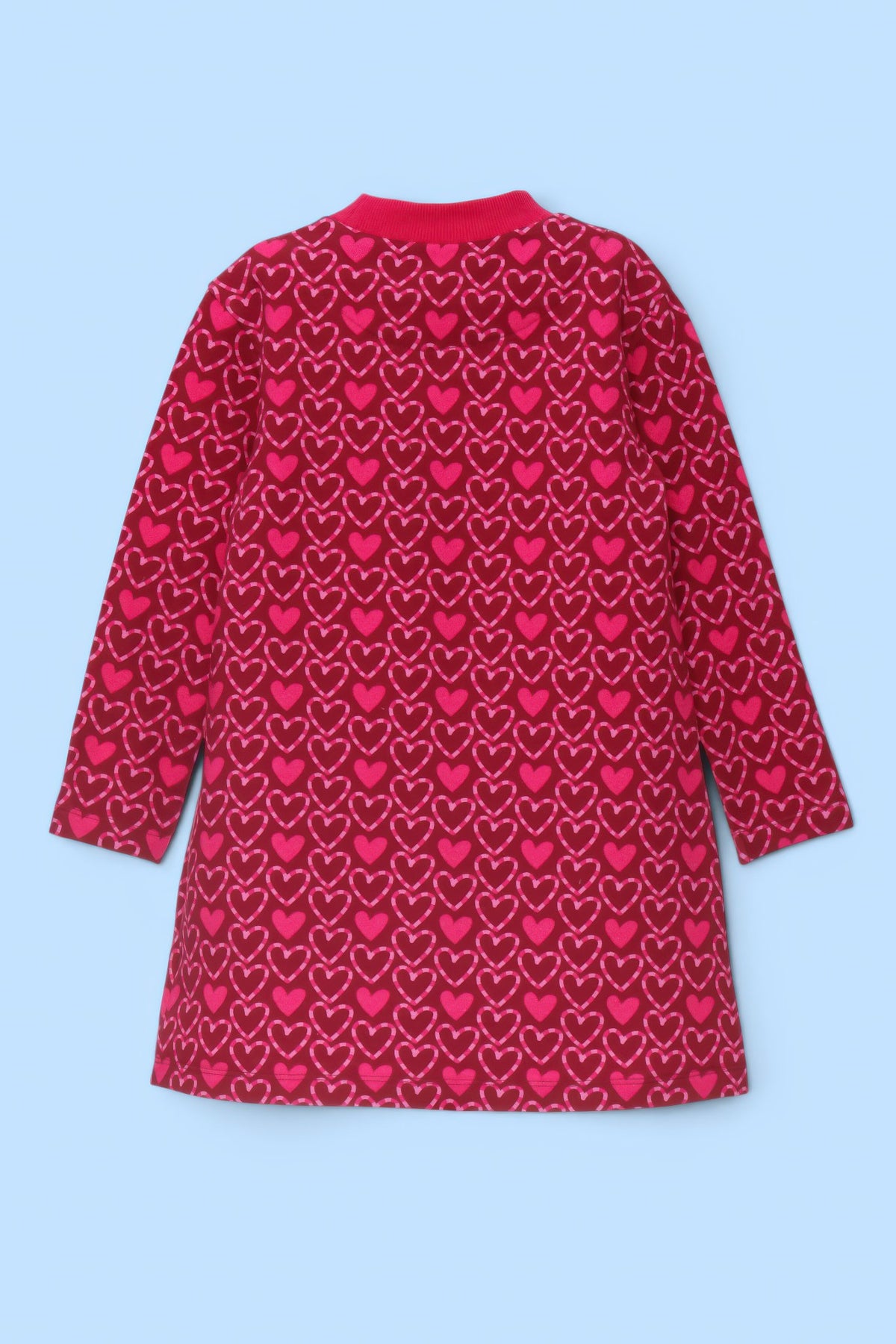 VESTIDO FUCSIA CORAZONES ROSAS