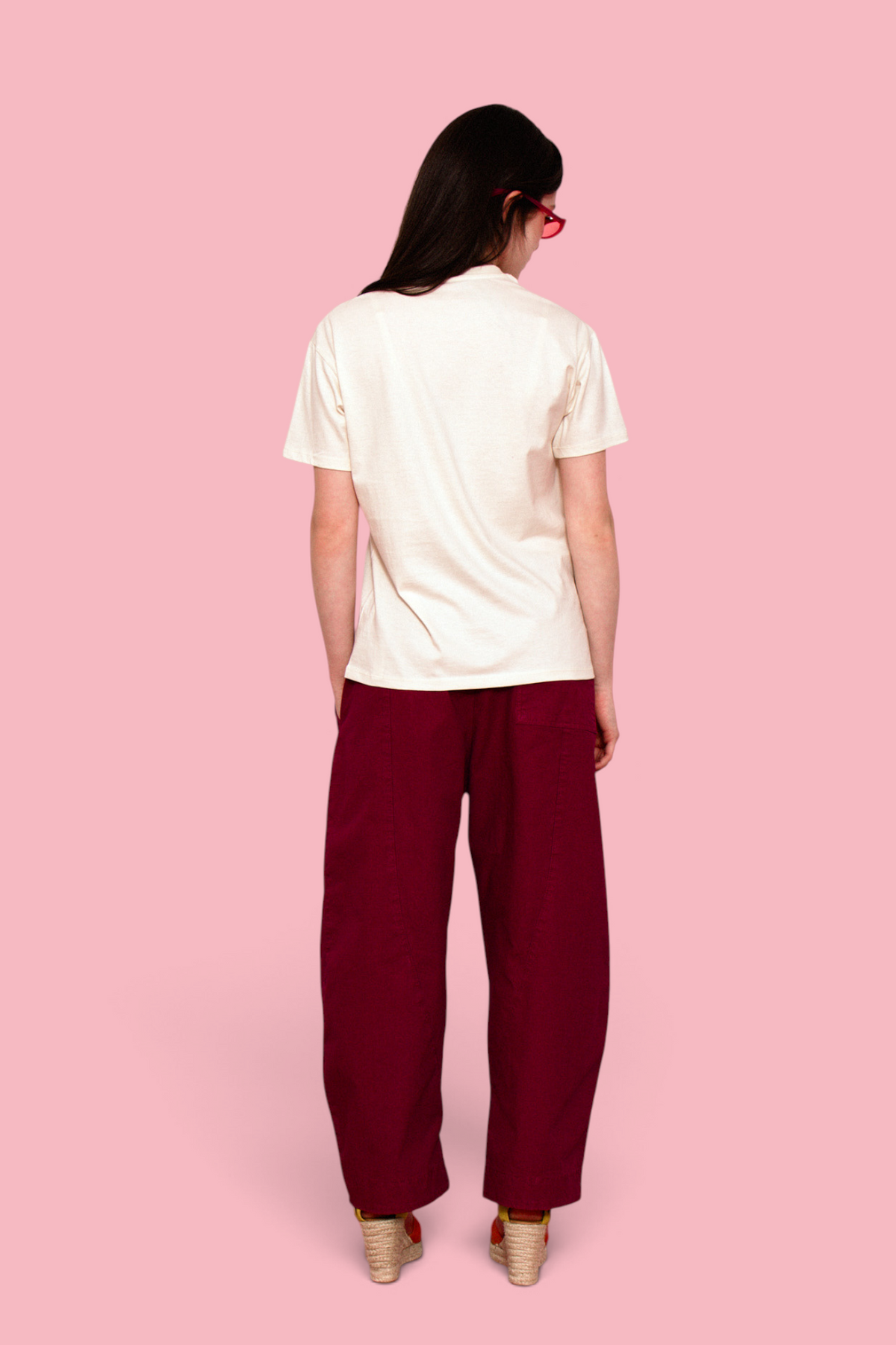 T-shirt naturale intrecci rossi regular